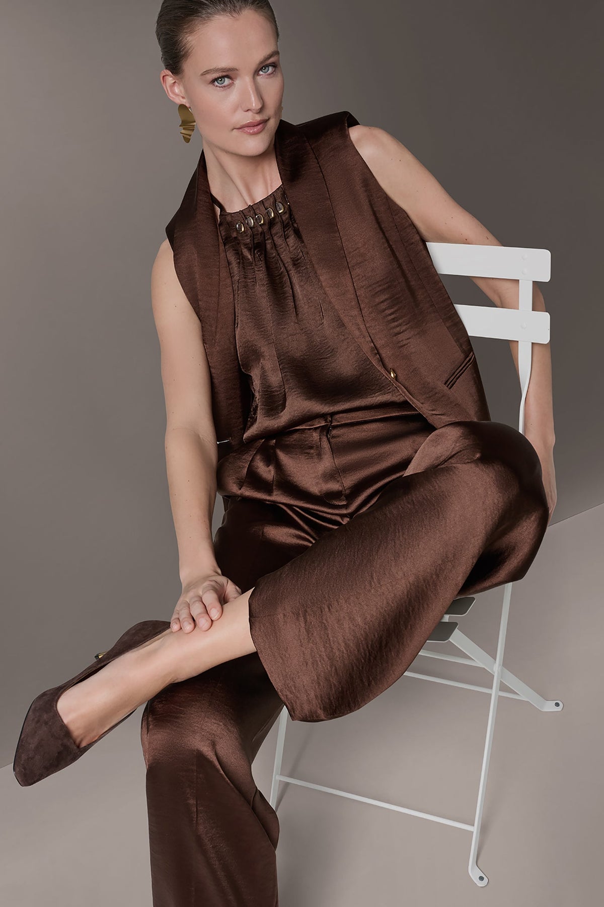 ONE BUTTON SUIT VEST - Canyon