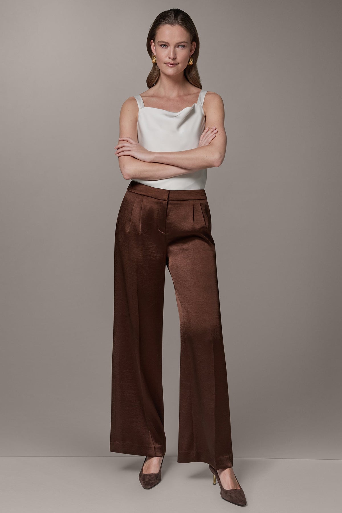 MID-RISE PLEATED WIDE-LEG PANT - Canyon