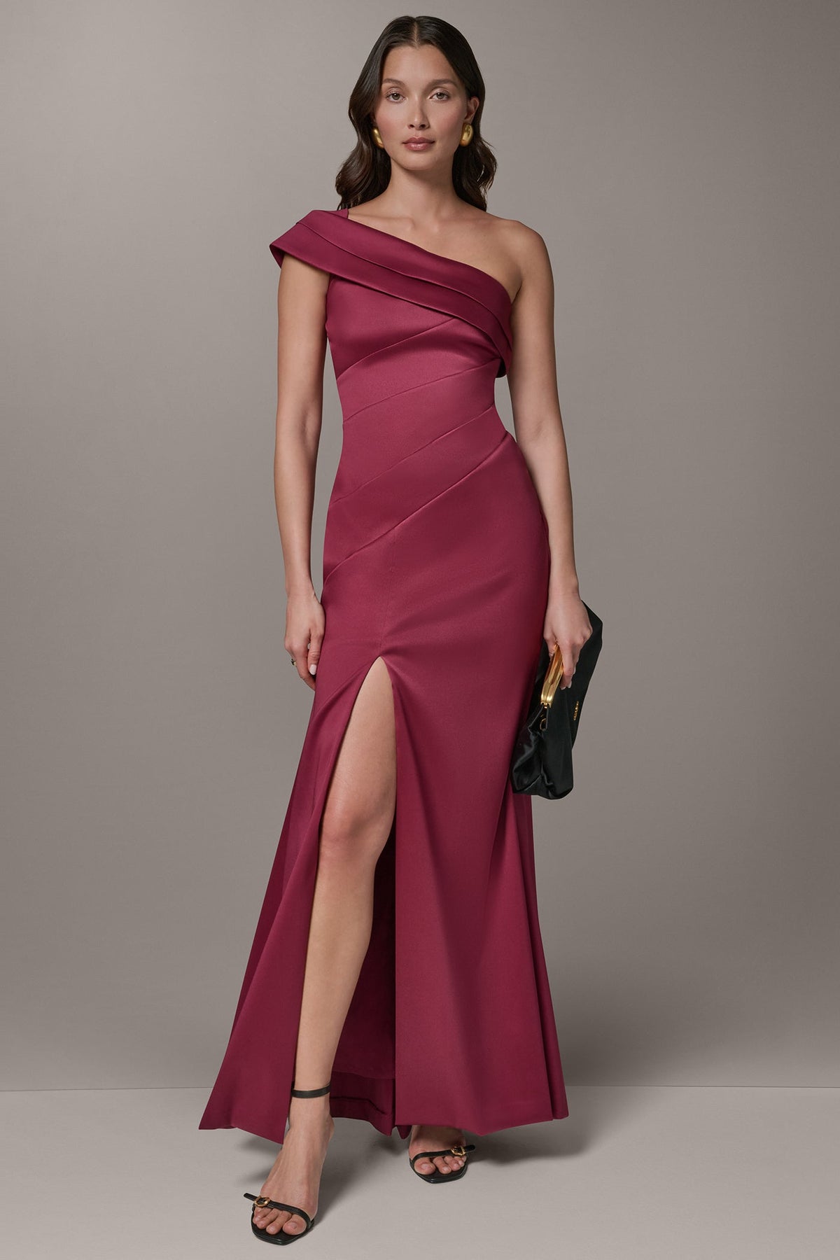 ONE-SHOULDER GOWN - Sangria