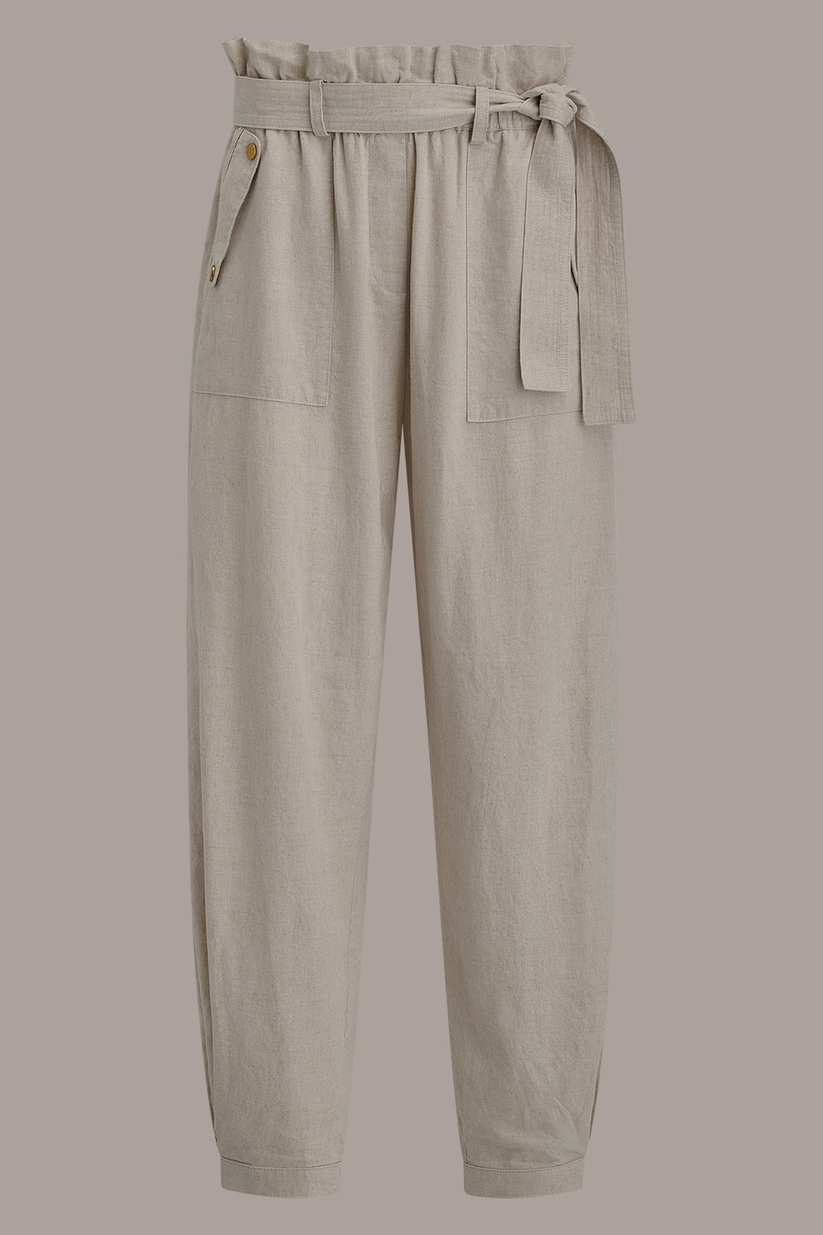 RELAXED PAPERBAG ANKLE PANT - Natural