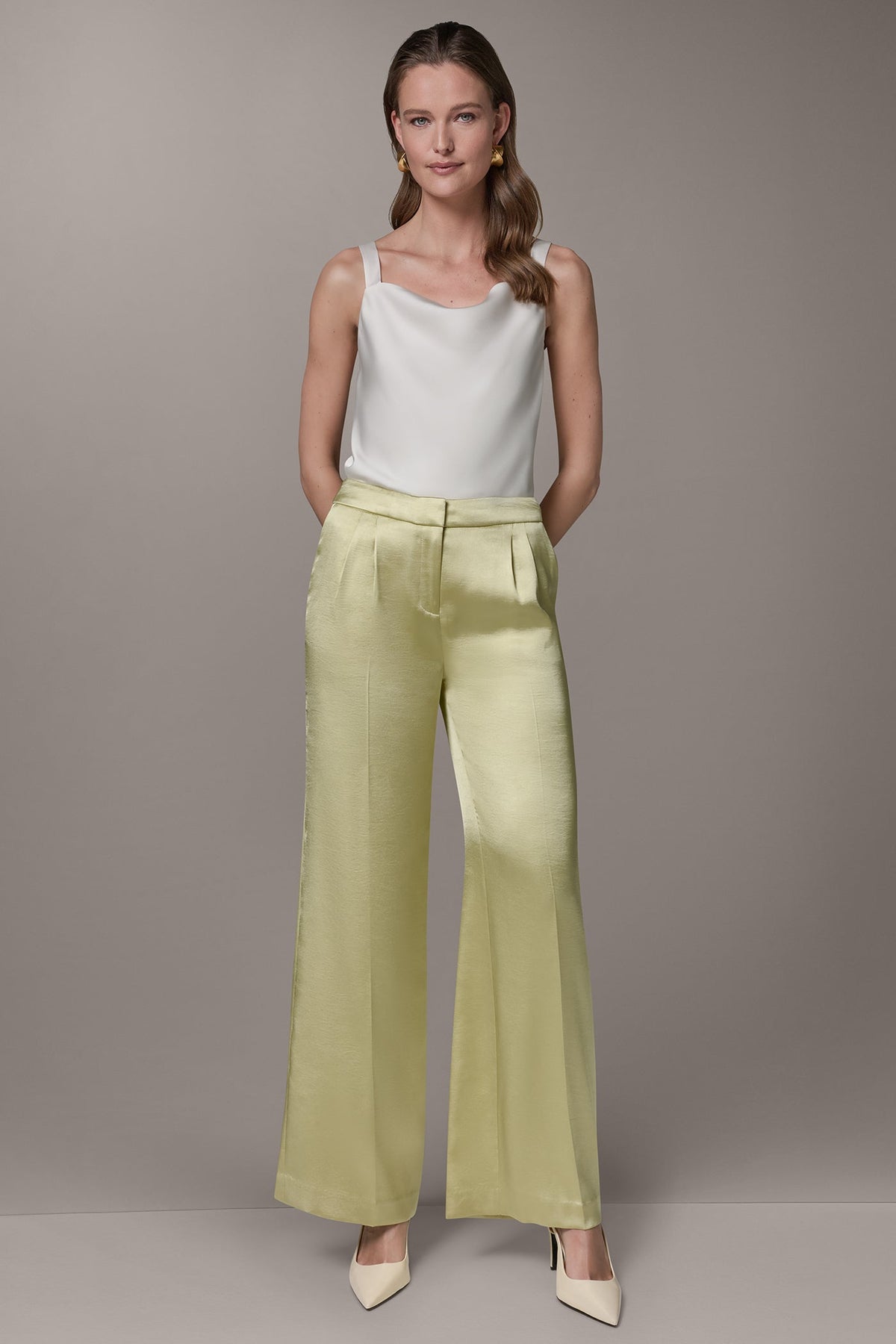 MID-RISE PLEATED WIDE-LEG PANT - Citrus
