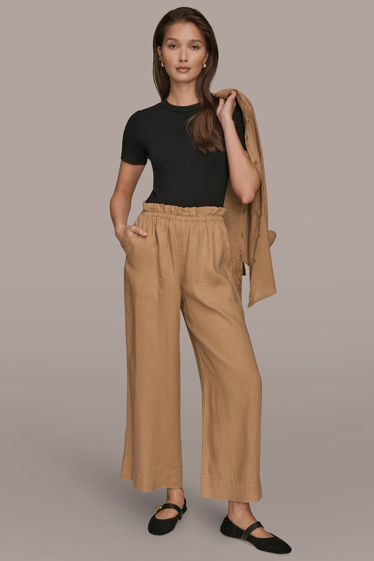 HIGH-RISE PAPERBAG PANT - FAWN