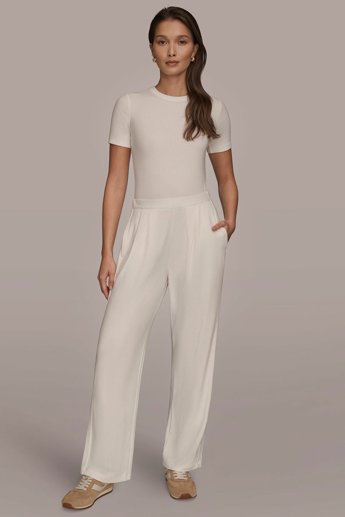 HIGH-RISE PLEATED PANT - CREAM
