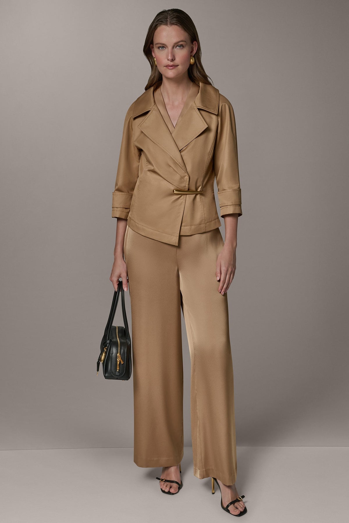 3/4 SLEEVE WRAP JACKET - Fawn