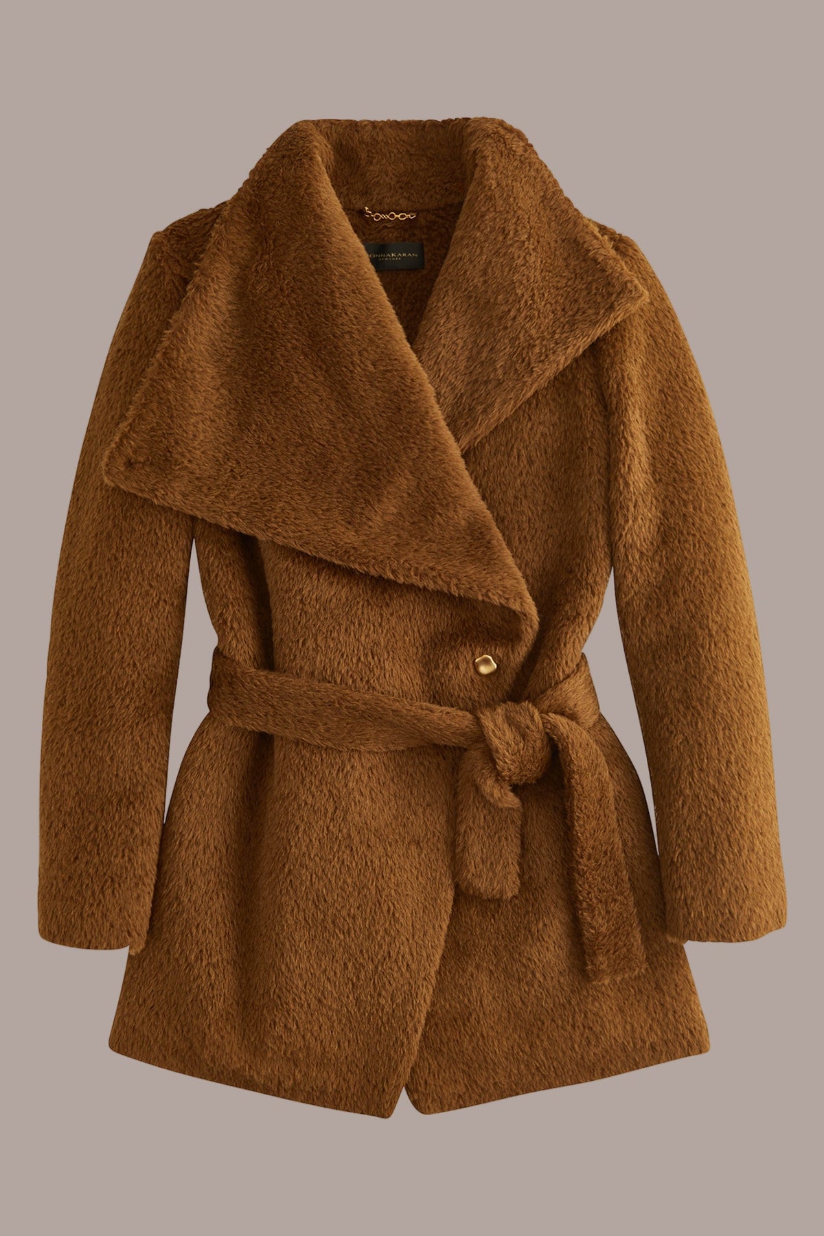 Belted Wool Wrap Coat - TOBACCO