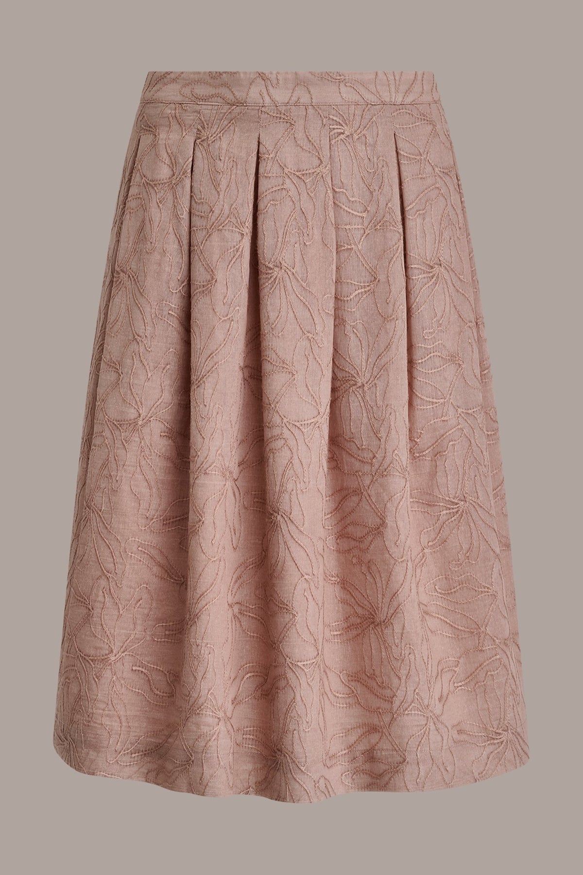 FLORAL EMBROIDERED PLEATED A-LINE SKIRT - Umbria