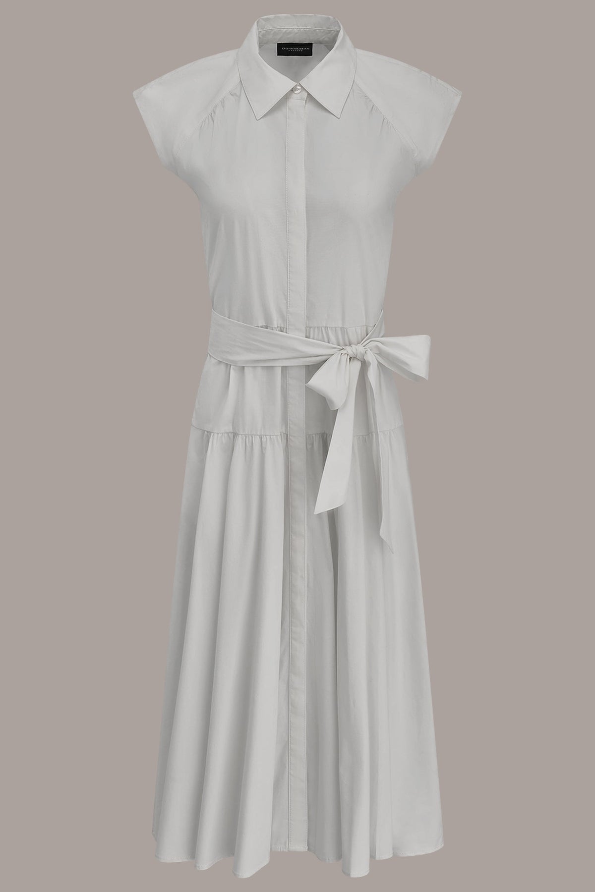 CAP SLEEVE MIDI SHIRT DRESS - Cream