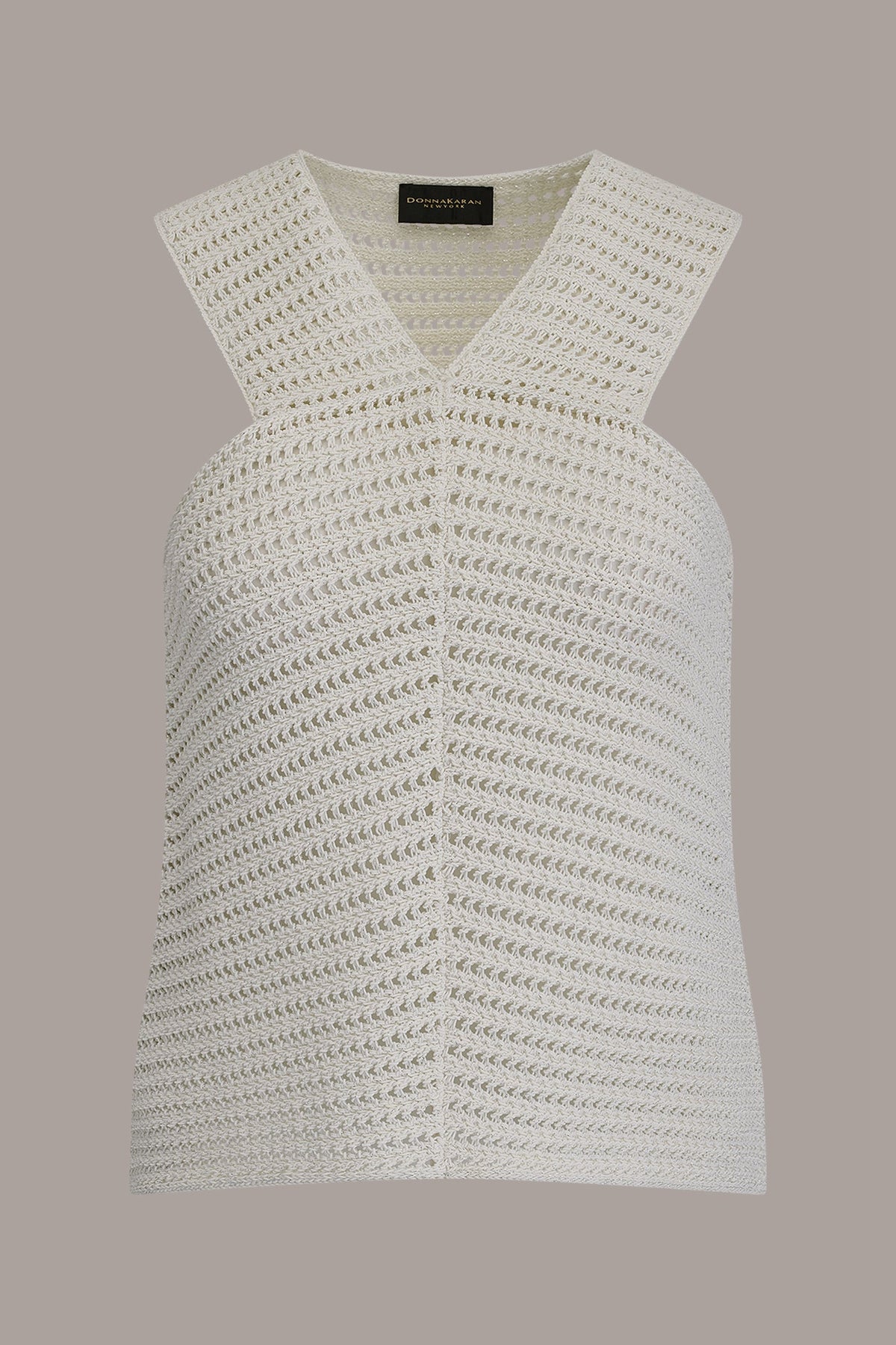 SLEEVELESS METALLIC SWEATER TANK - Cream