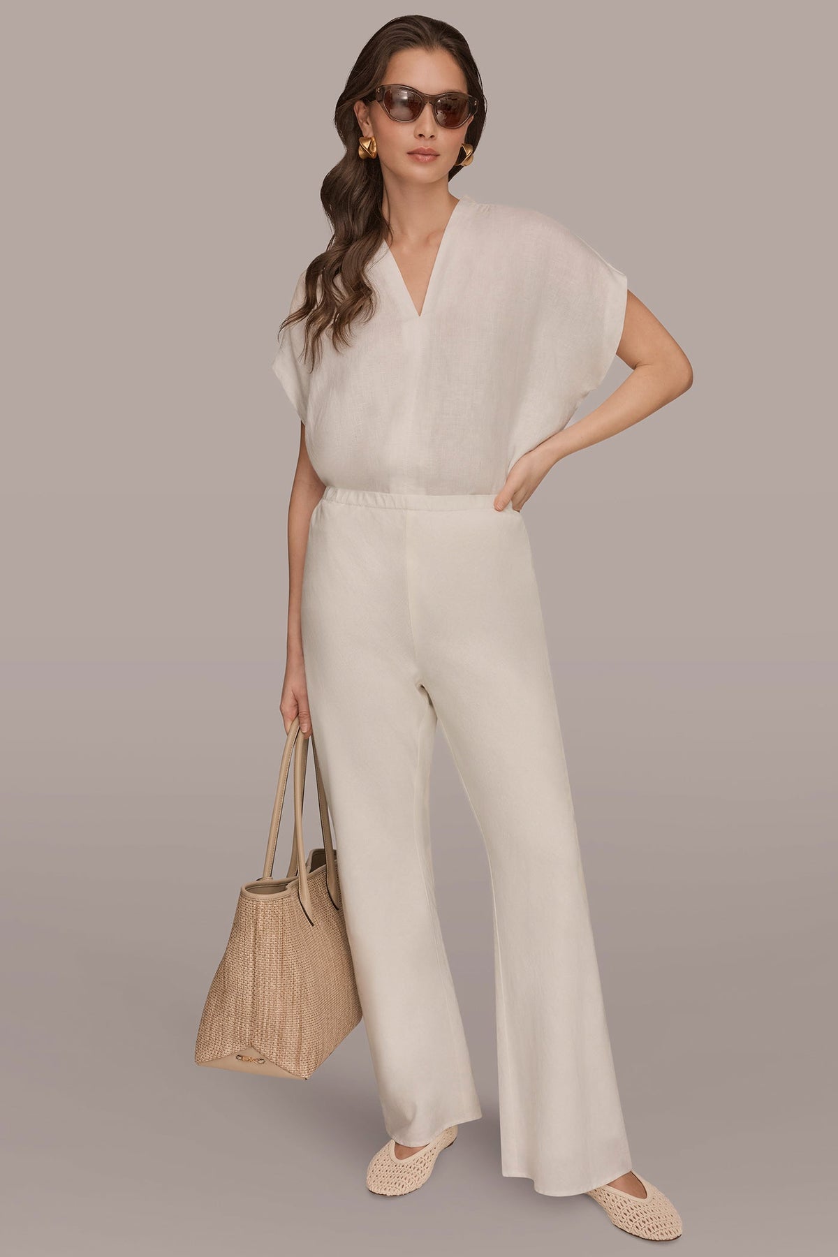 MID-RISE RELAXED ANKLE PANT - Cream