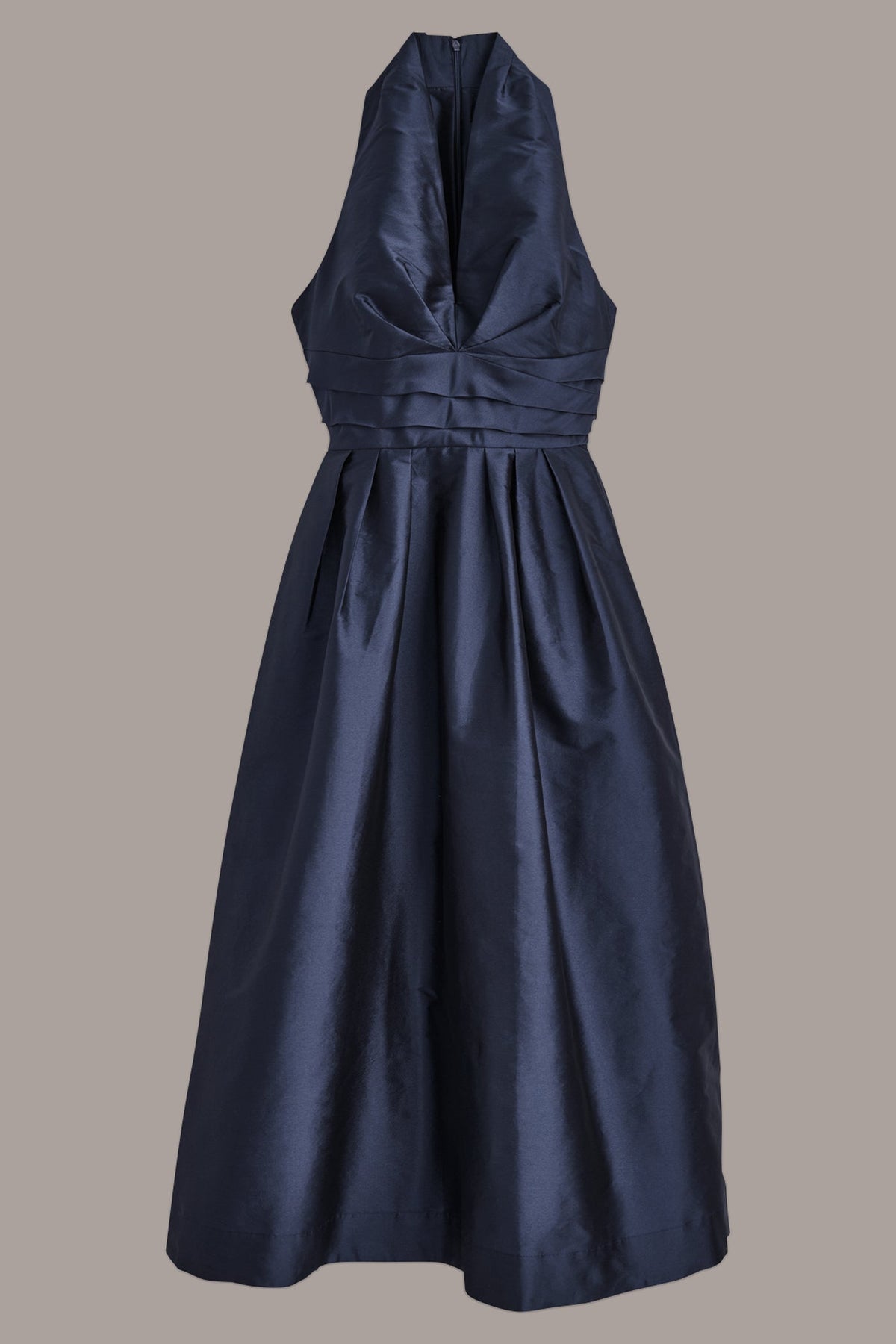 SLEEVELESS V-NECK TAFFETA MIDI COCKTAIL DRESS - Taffeta blue