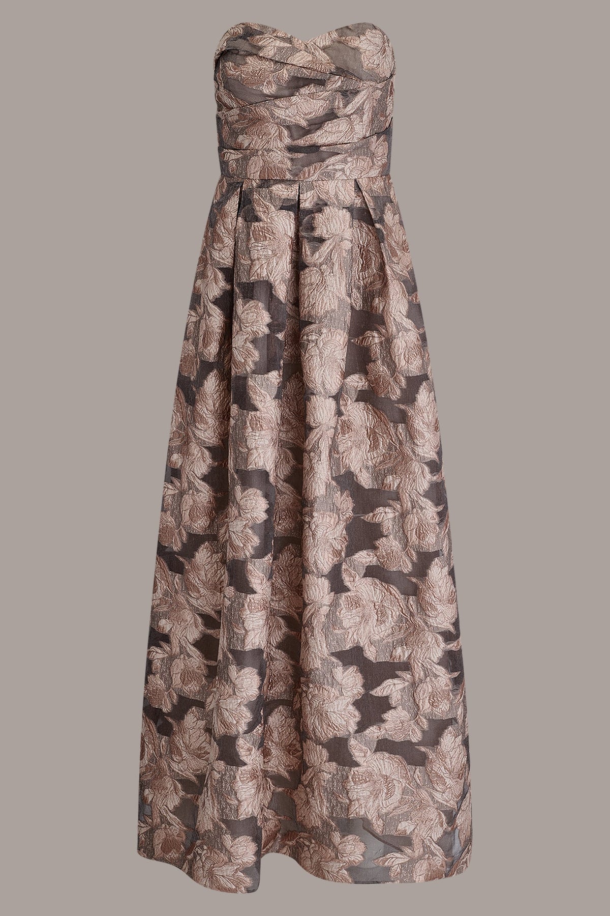 FLORAL-JACQUARD STRAPLESS BALL GOWN - Snow Petal Multi