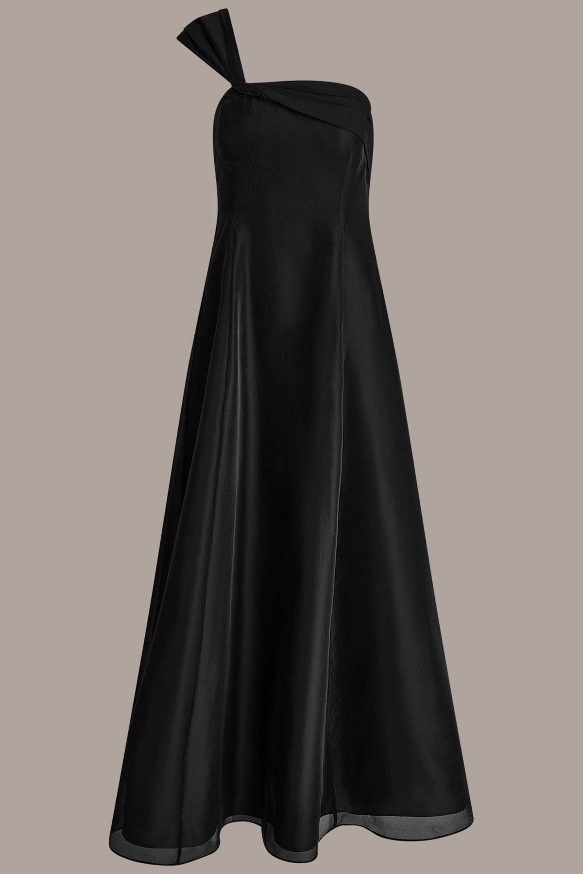 ORGANZA TWIST ONE-SHOULDER BALL GOWN - Black