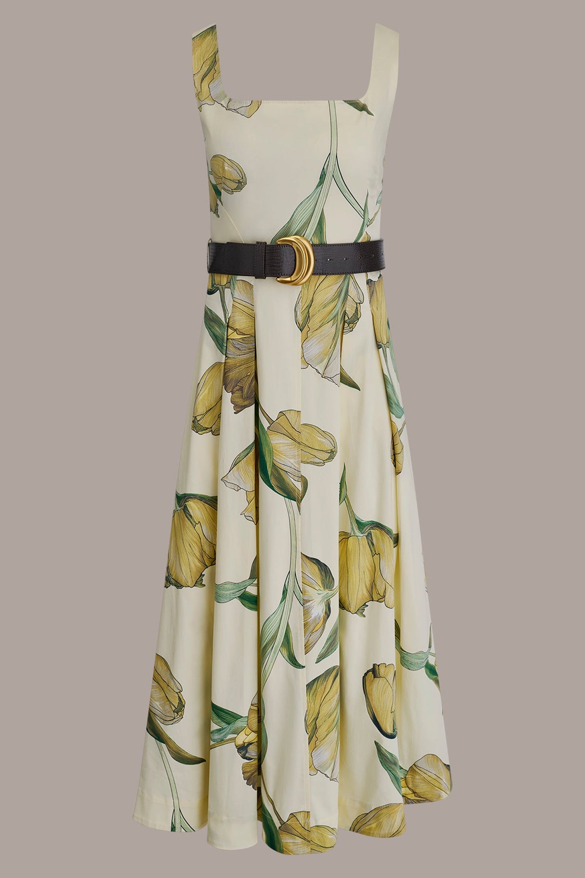 COTTON-SATEEN PRINTED MIDI A-LINE DRESS - Pannacotta Multi