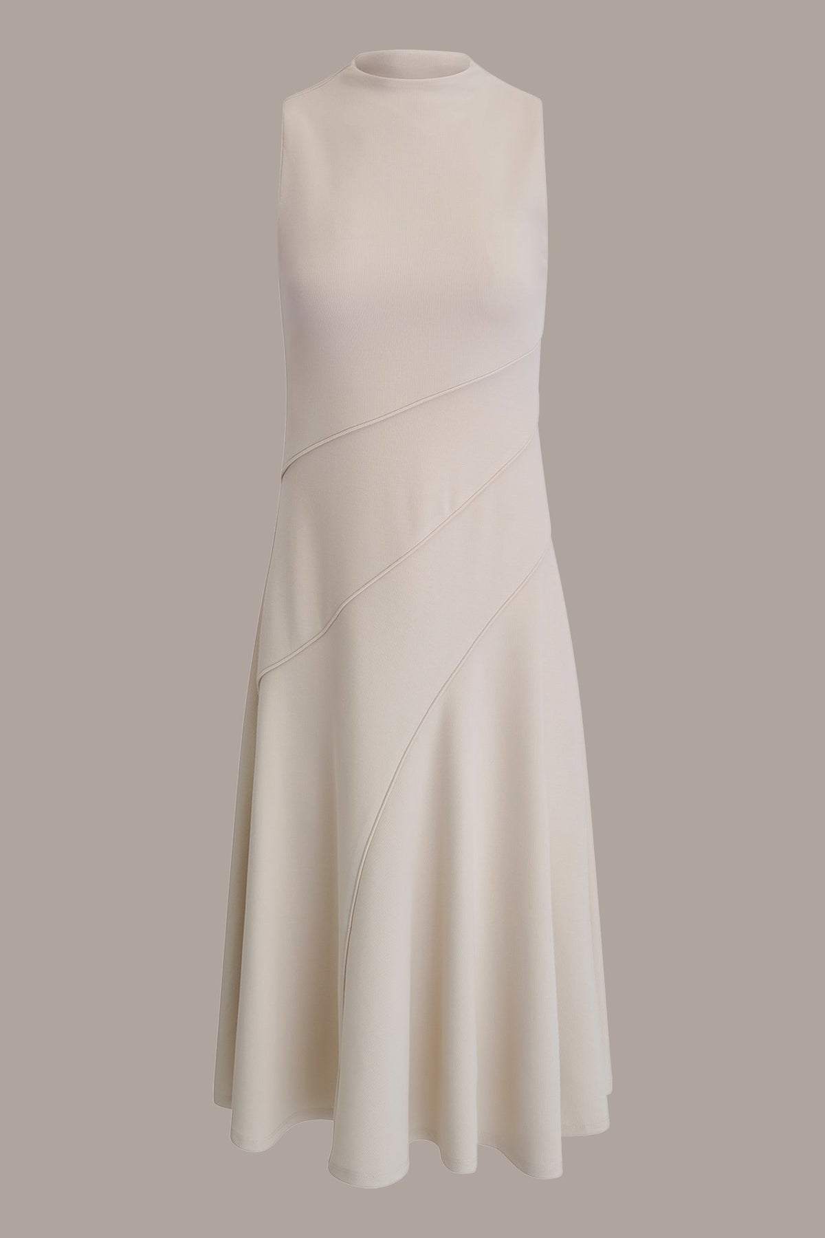 DIAGONAL RIB MIDI A-LINE DRESS - Vellum
