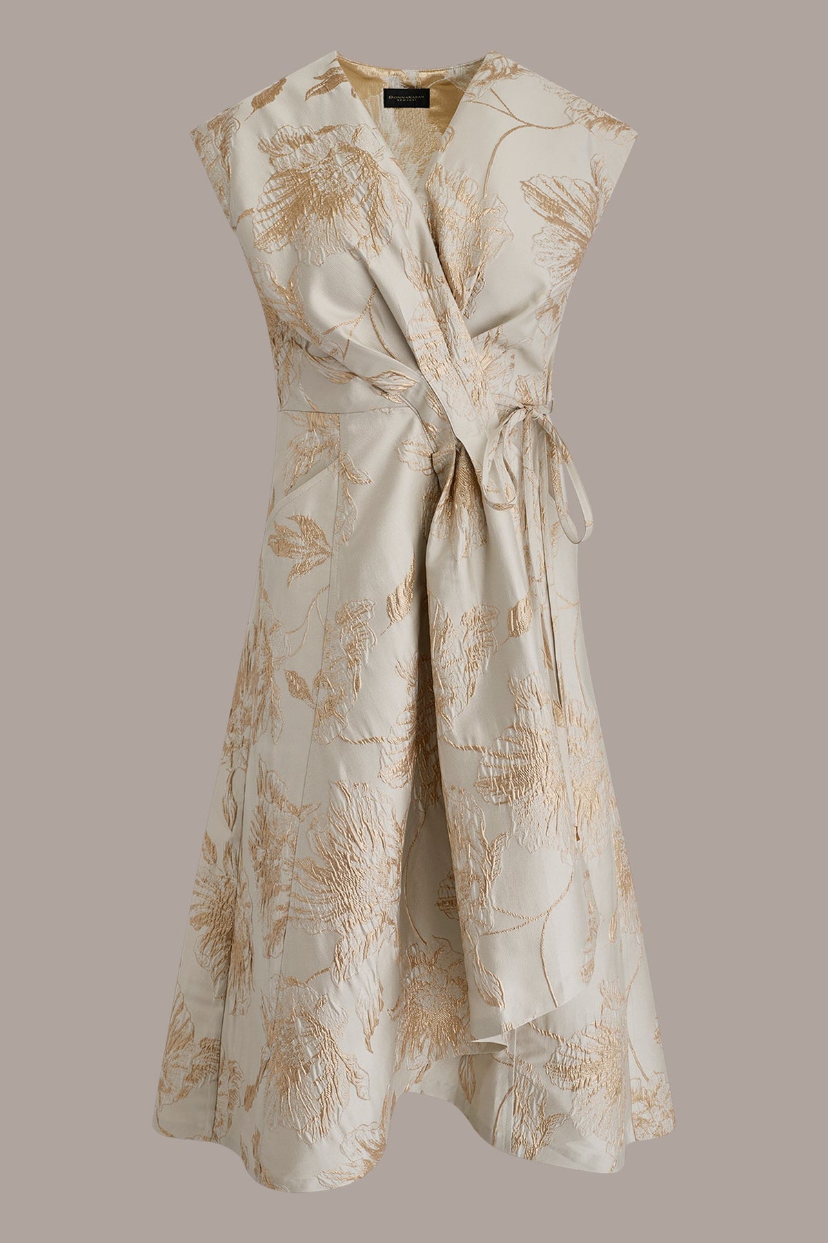 FLORAL-JACQUARD MIDI WRAP DRESS - Turin/Tuscan Grey