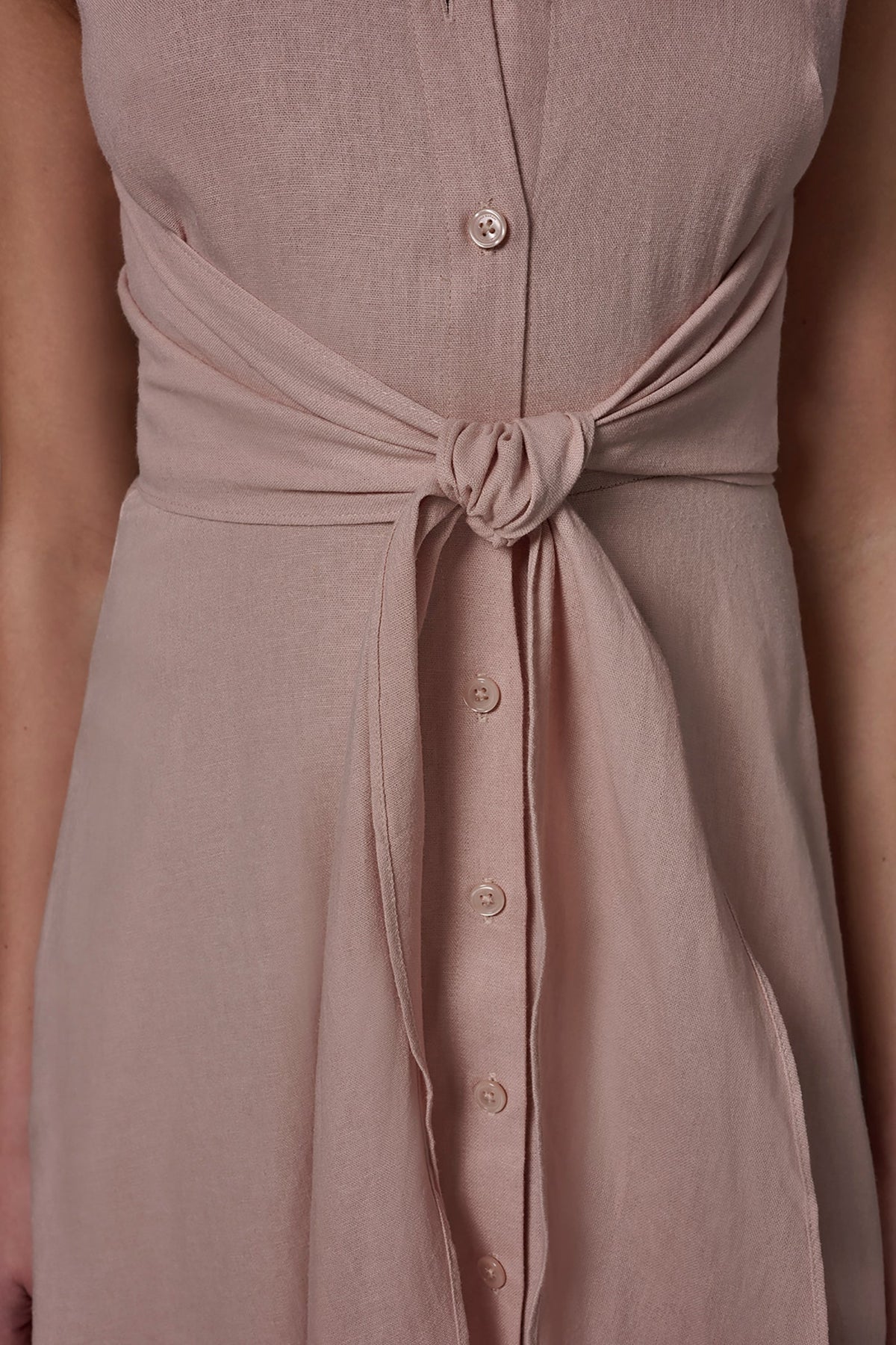 LINEN-BLEND MIDI SHIRT DRESS - Snow Petal