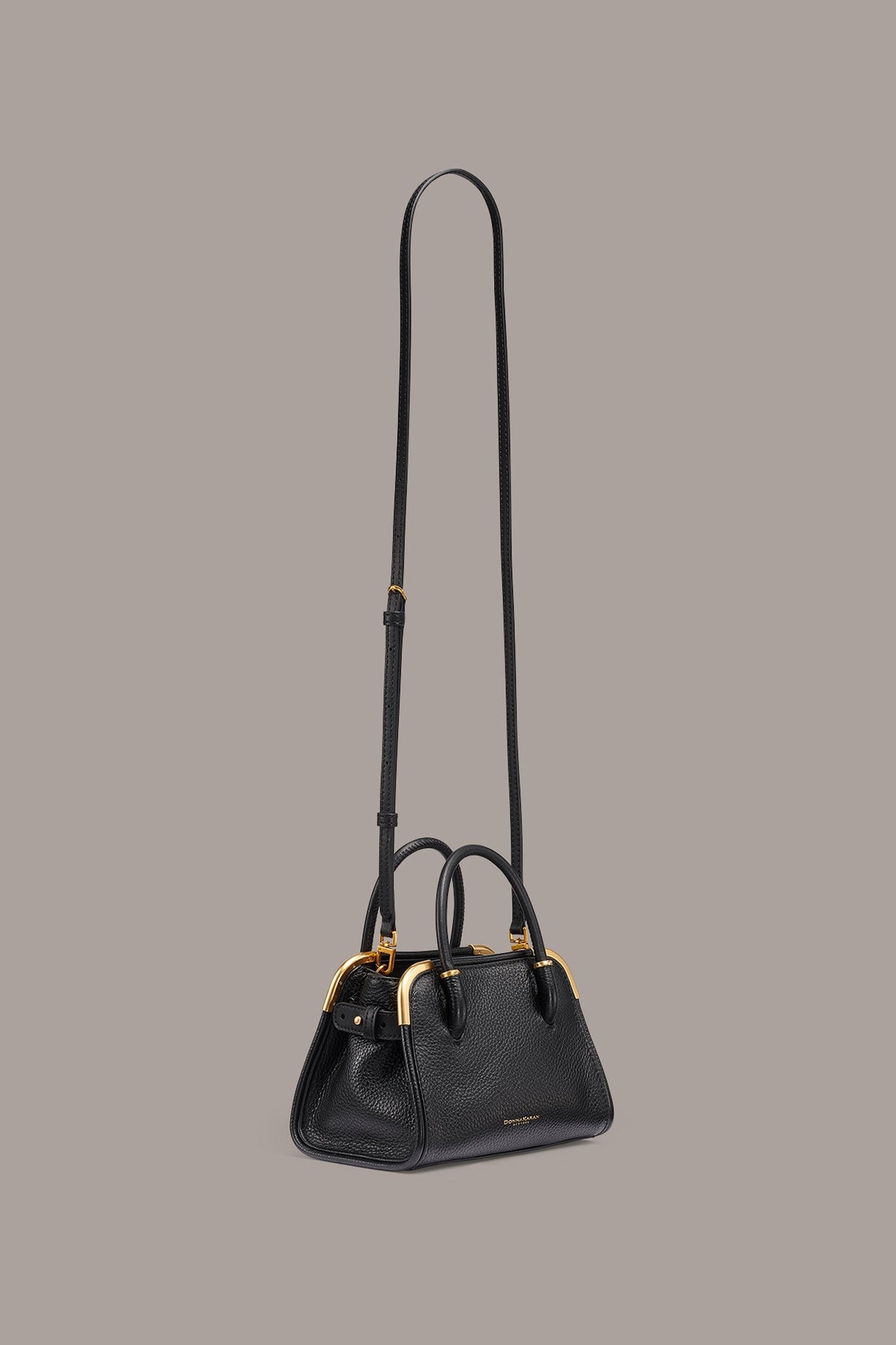 SATIN MINI SATCHEL - Black / Gold