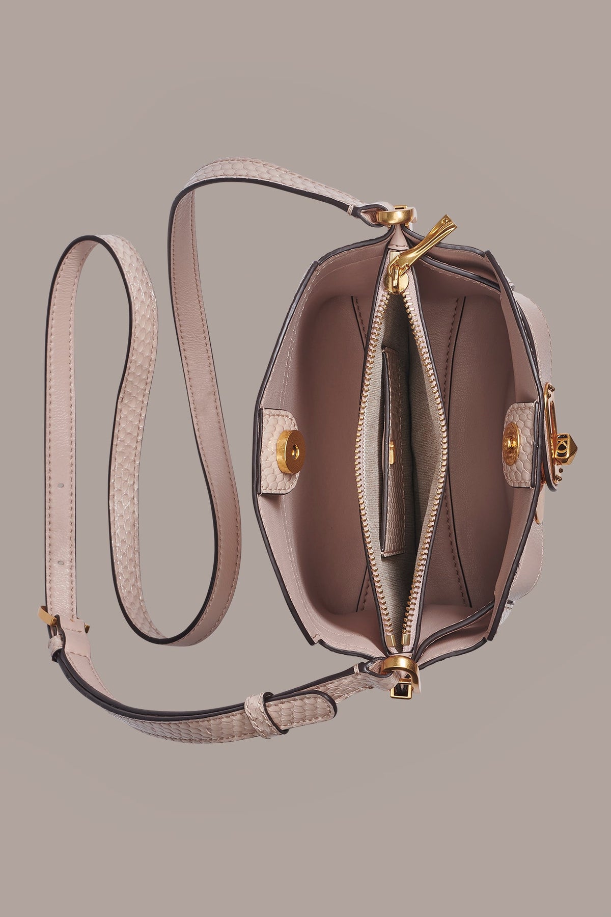 BRIDGEHAMPTON SNAKE-EFFECT LEATHER CROSSBODY BAG - Snow Petal
