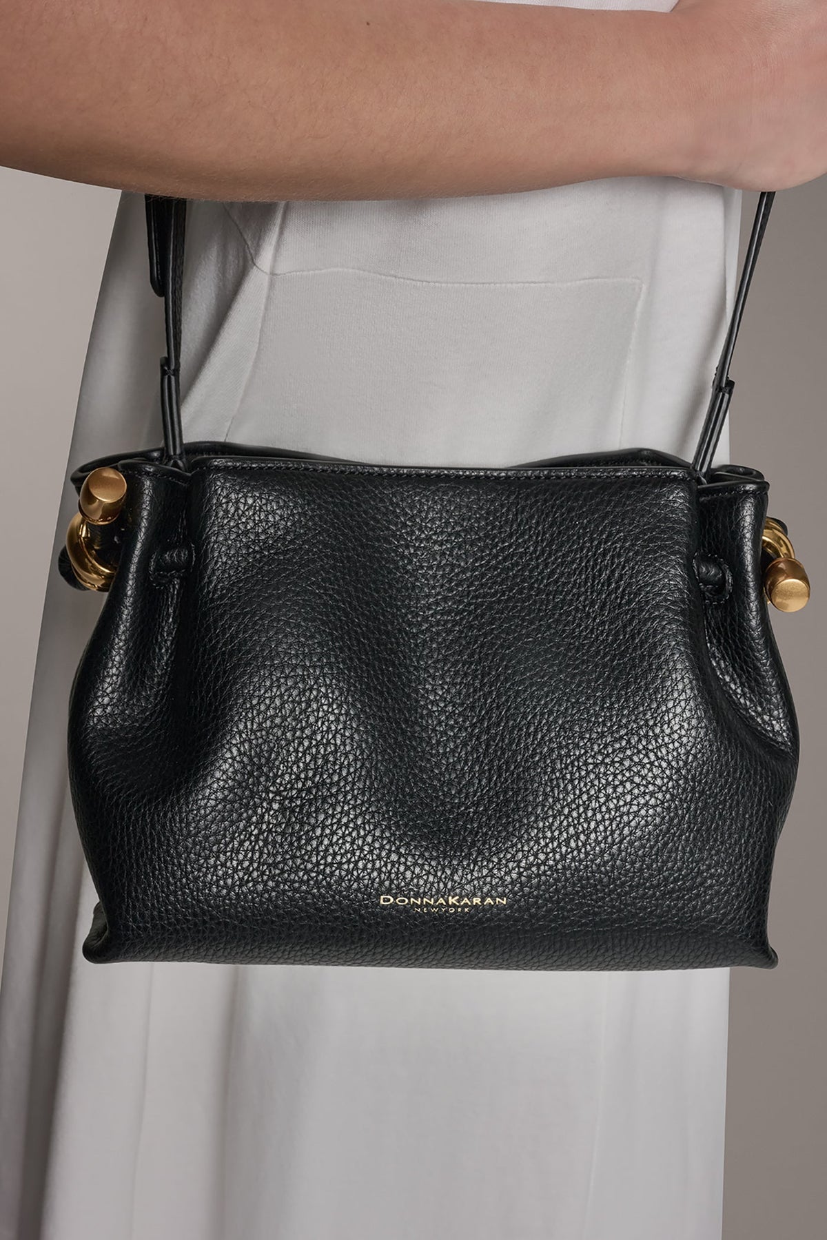 CASHMERE LEATHER CROSSBODY BAG - Black
