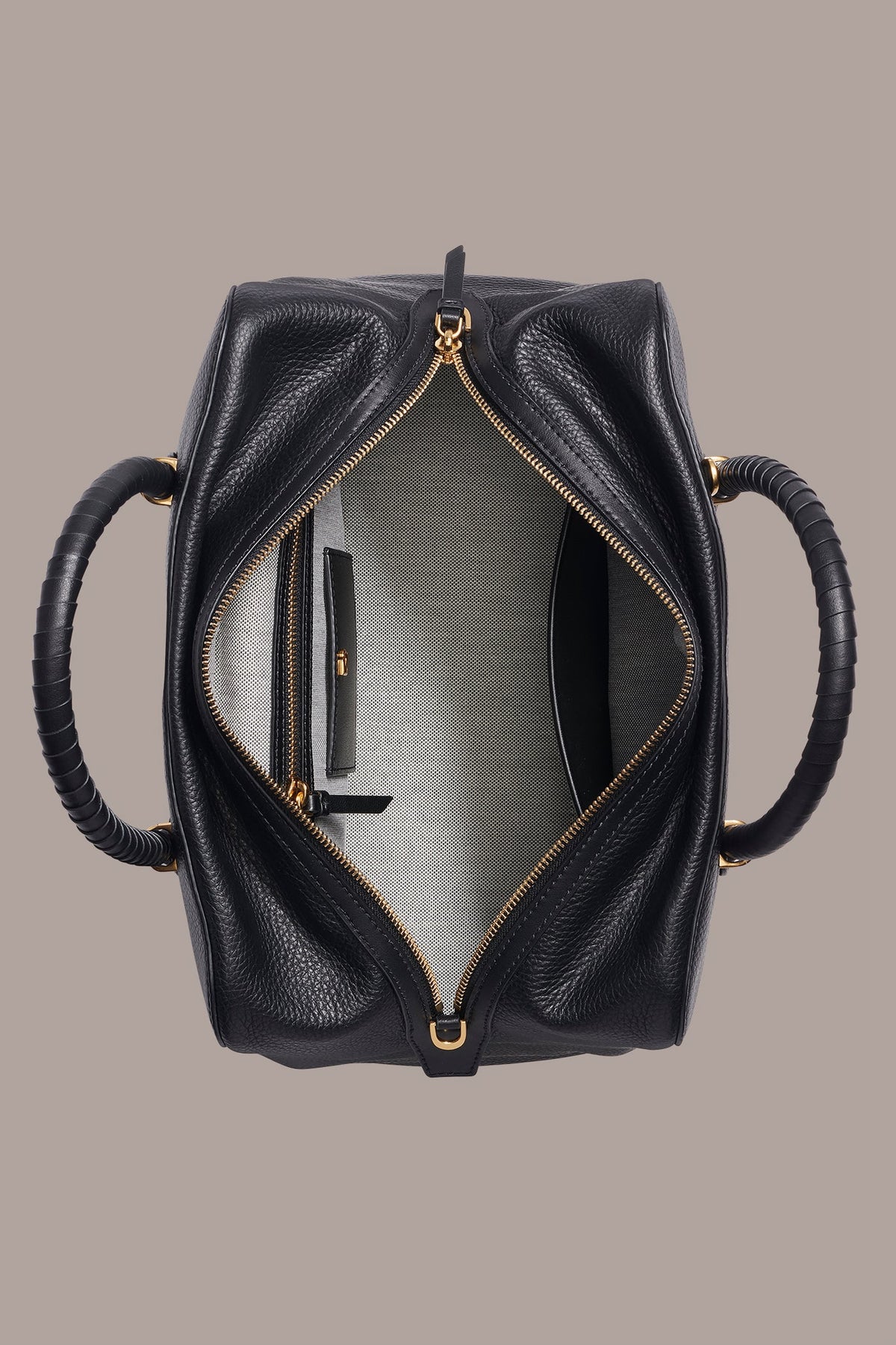CHANTILLY LEATHER SATCHEL BAG - Black / Gold