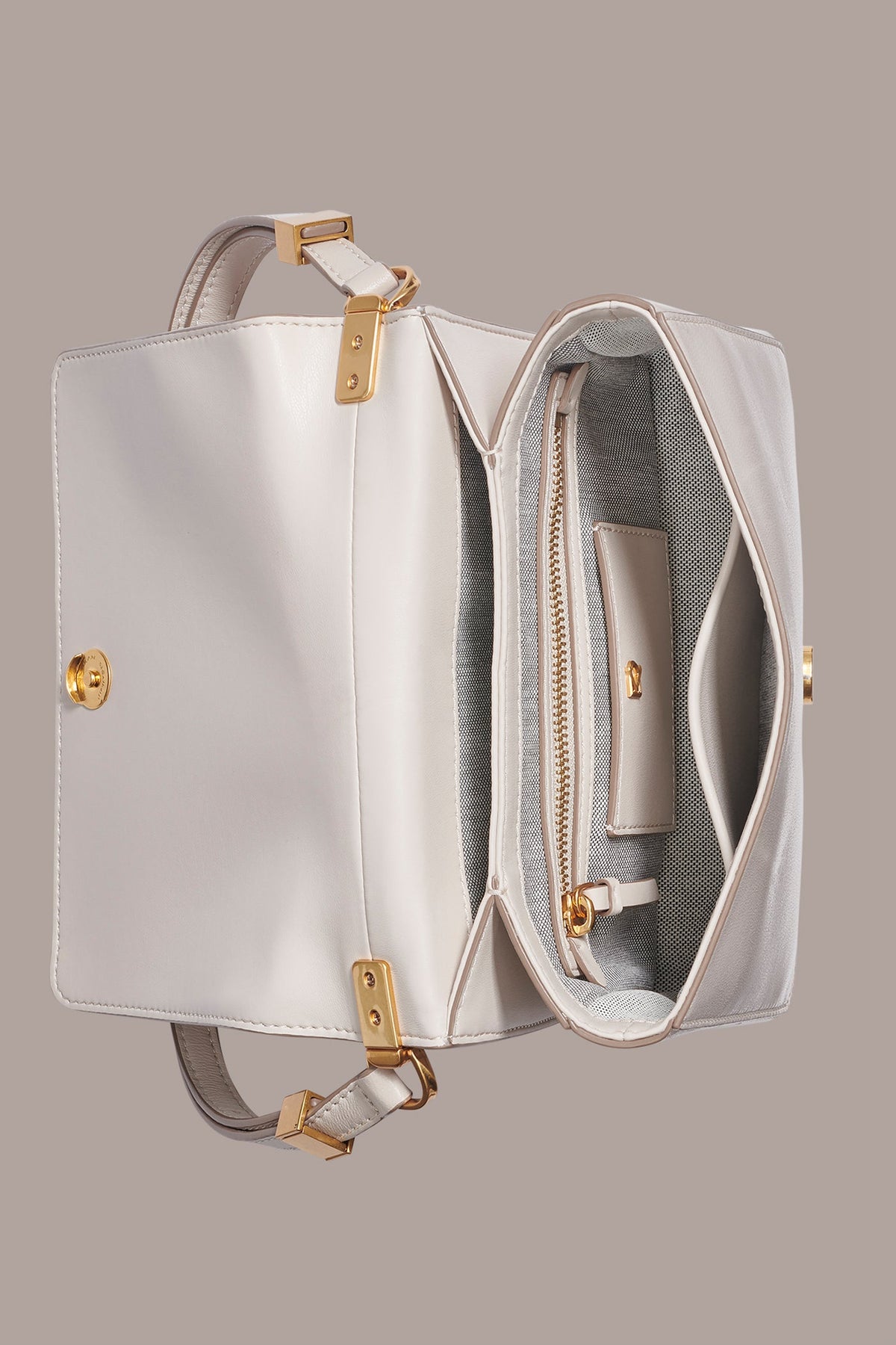 JERICHO FLORAL LEATHER SHOULDER BAG - Sand