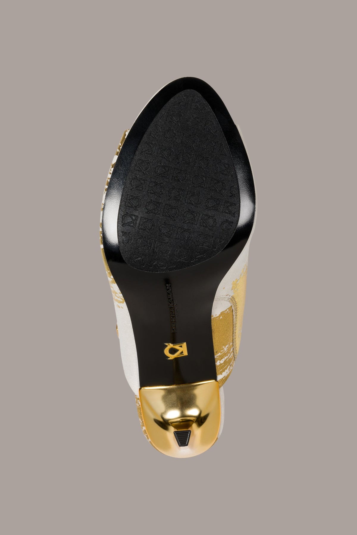 DONNA METALLIC BRUSHSTROKE MULE SANDAL - Ivory/Gold