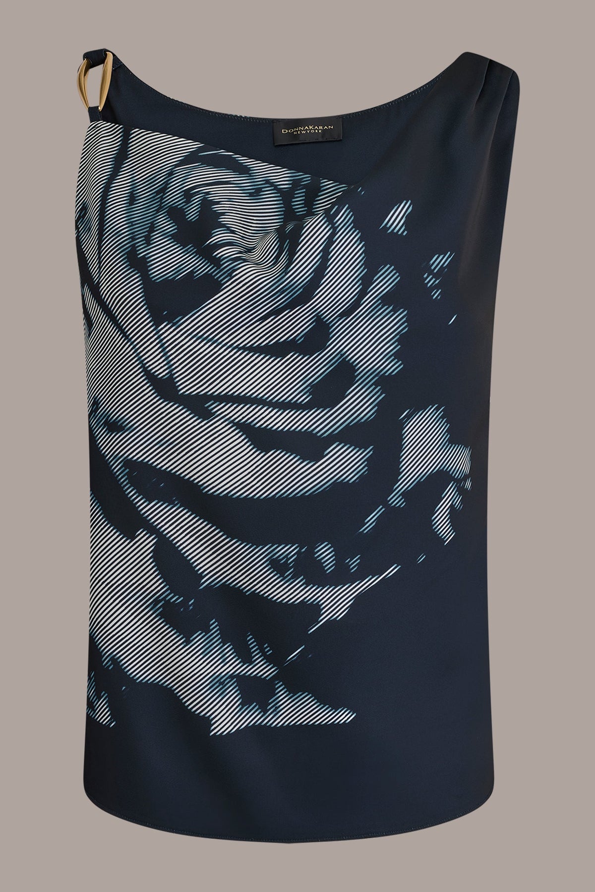 FLORAL COWL-NECK CUTOUT SHOULDER CAMI - Nightfall Multi