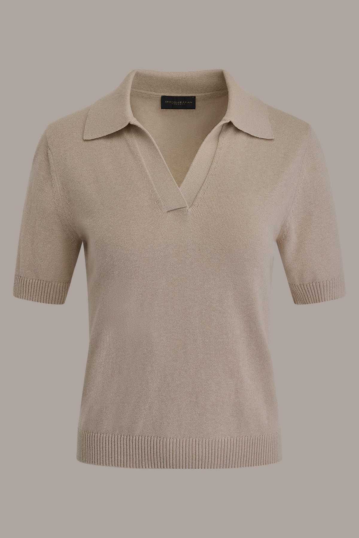 COTTON AND CASHMERE POLO SWEATER - Tuscan Grey