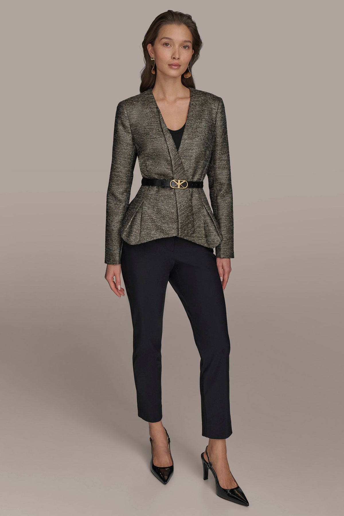 METALLIC WRAP JACKET - BLACK/GOLD