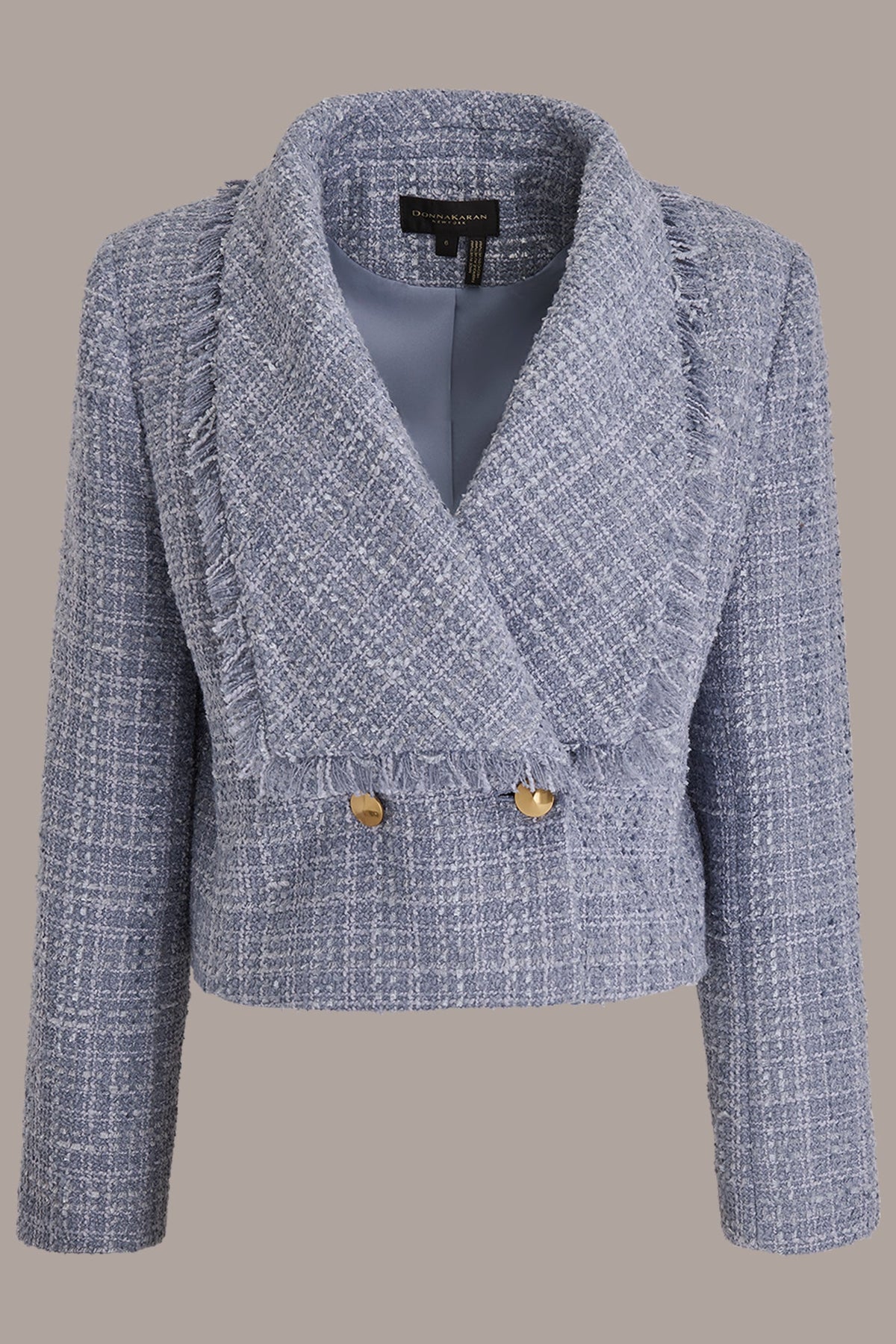 CROPPED DOUBLE-BREASTED FRINGED TWEED JACKET - TEMPEST