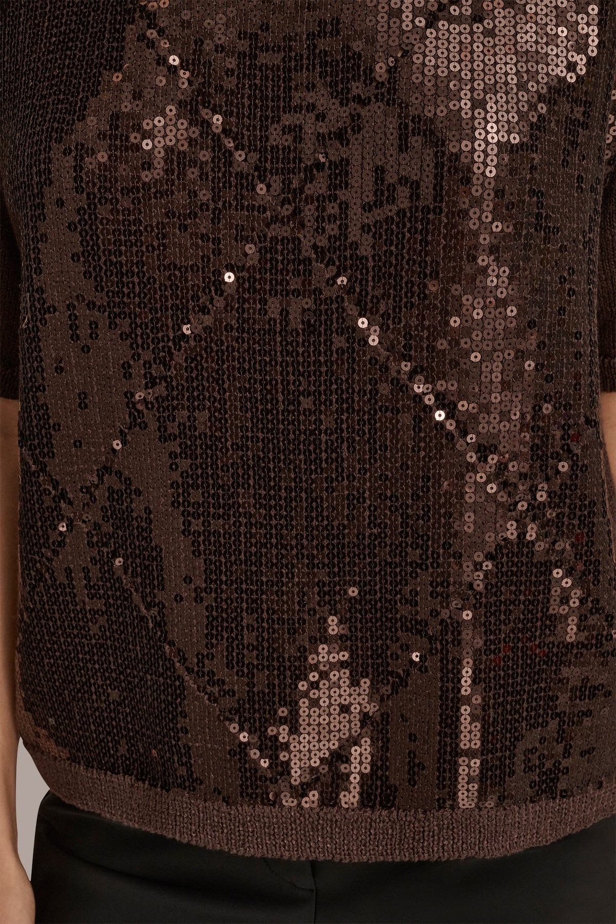 ELBOW-SLEEVE SEQUIN SWEATER - CHOCOLATE PLUM