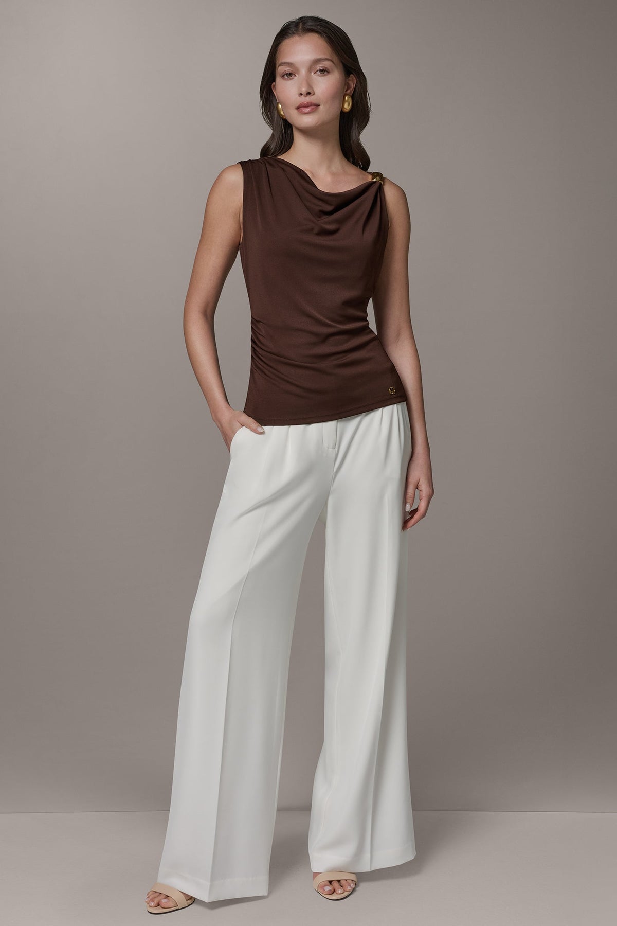 SLEEVELESS COWL-NECK TOP - Canyon
