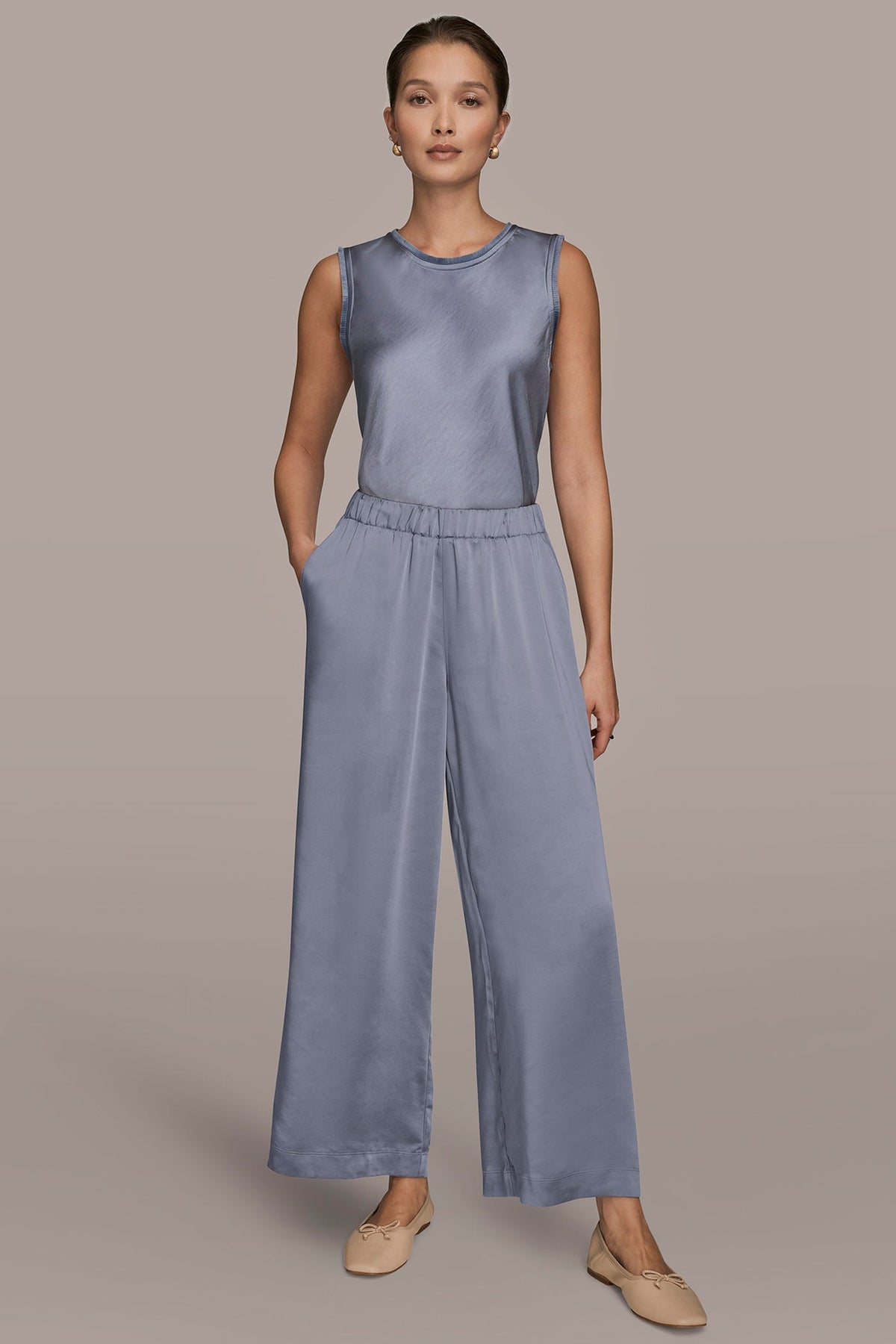 SATIN MID-RISE RELAXED PANT - Tempest