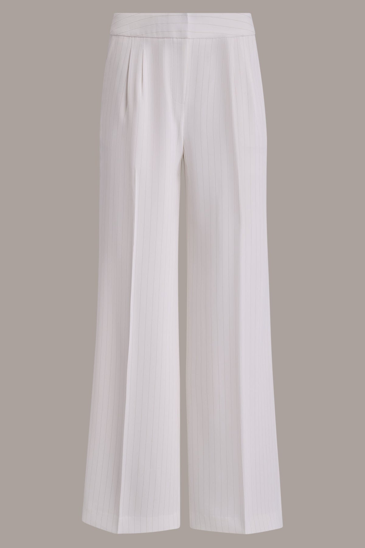 MID-RISE PINSTRIPE WIDE-LEG SUIT PANT - Cream/Tuscan Grey