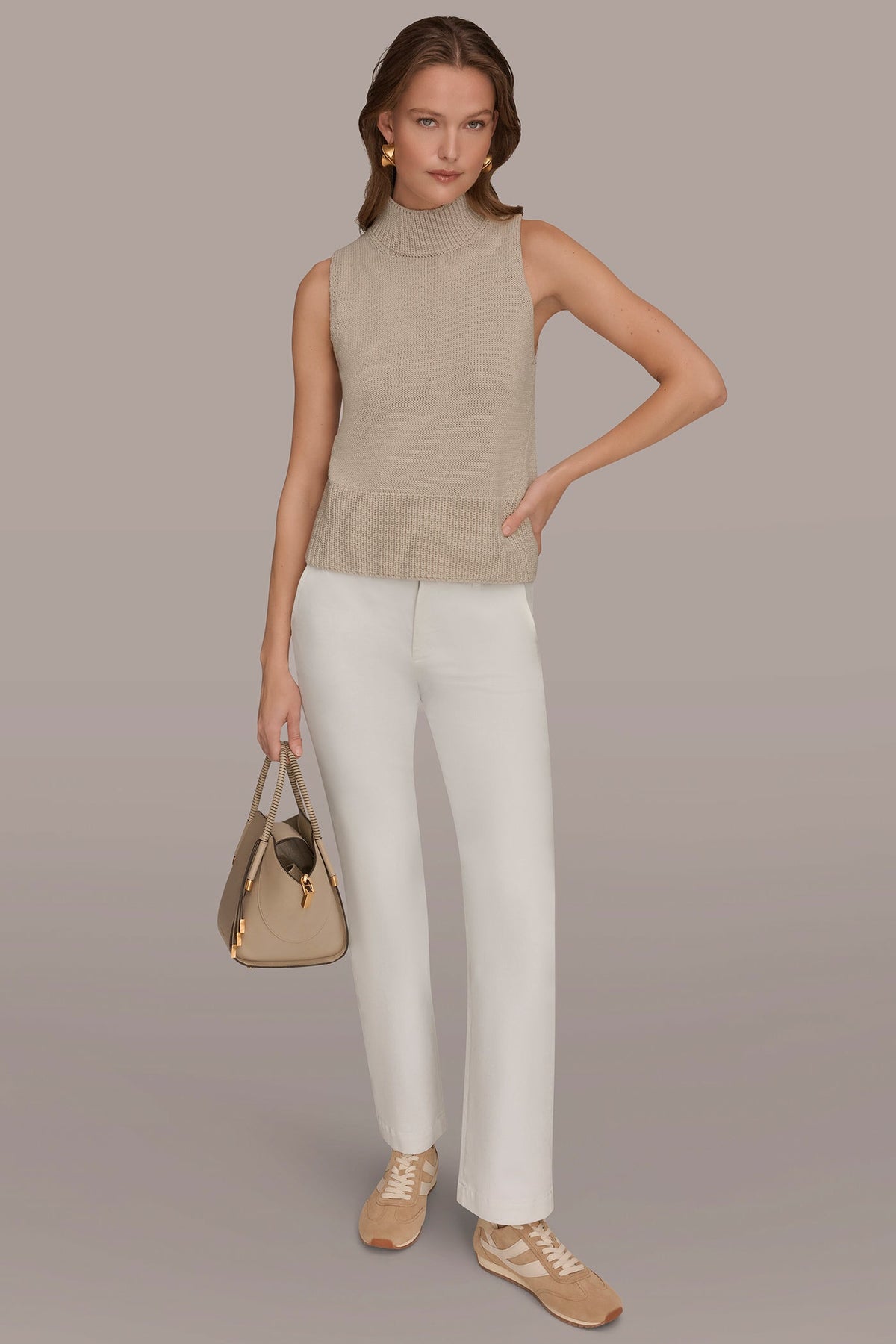 SLEEVELESS A-LINE SWEATER - Tuscan Grey