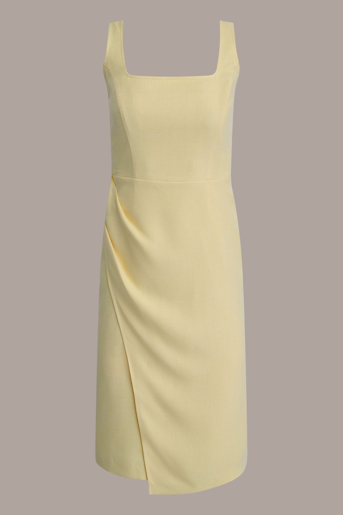 TENCEL WRAP-EFFECT MIDI SHEATH DRESS - Panna Cotta