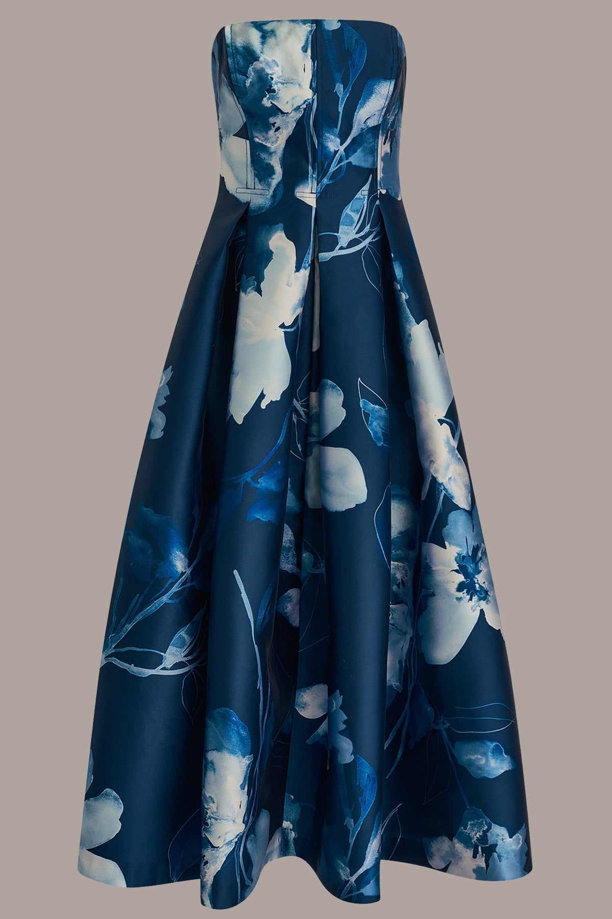 MIKADO STRAPLESS FLORAL MIDI GOWN - Nightfall/Washed Indigo