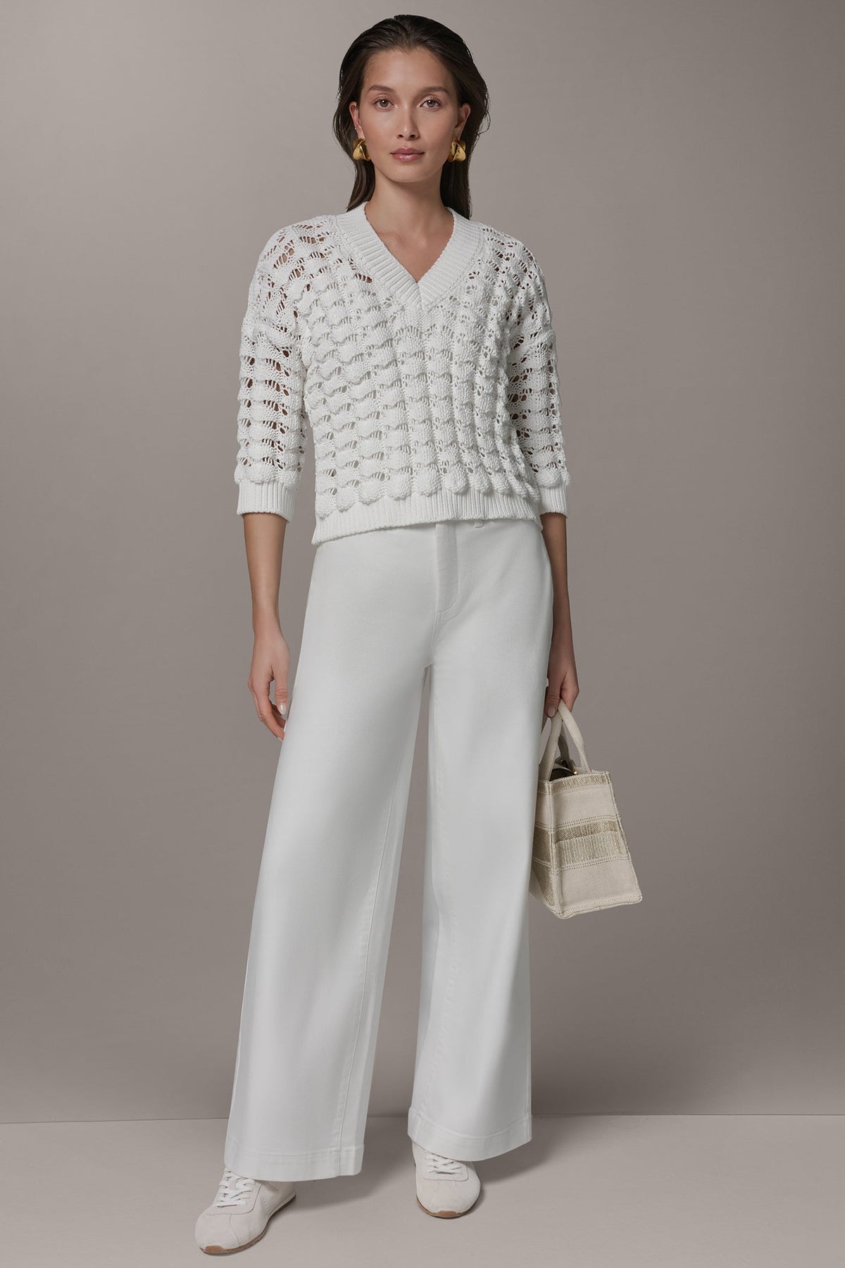 3/4 SLEEVE SWEATER - Cream