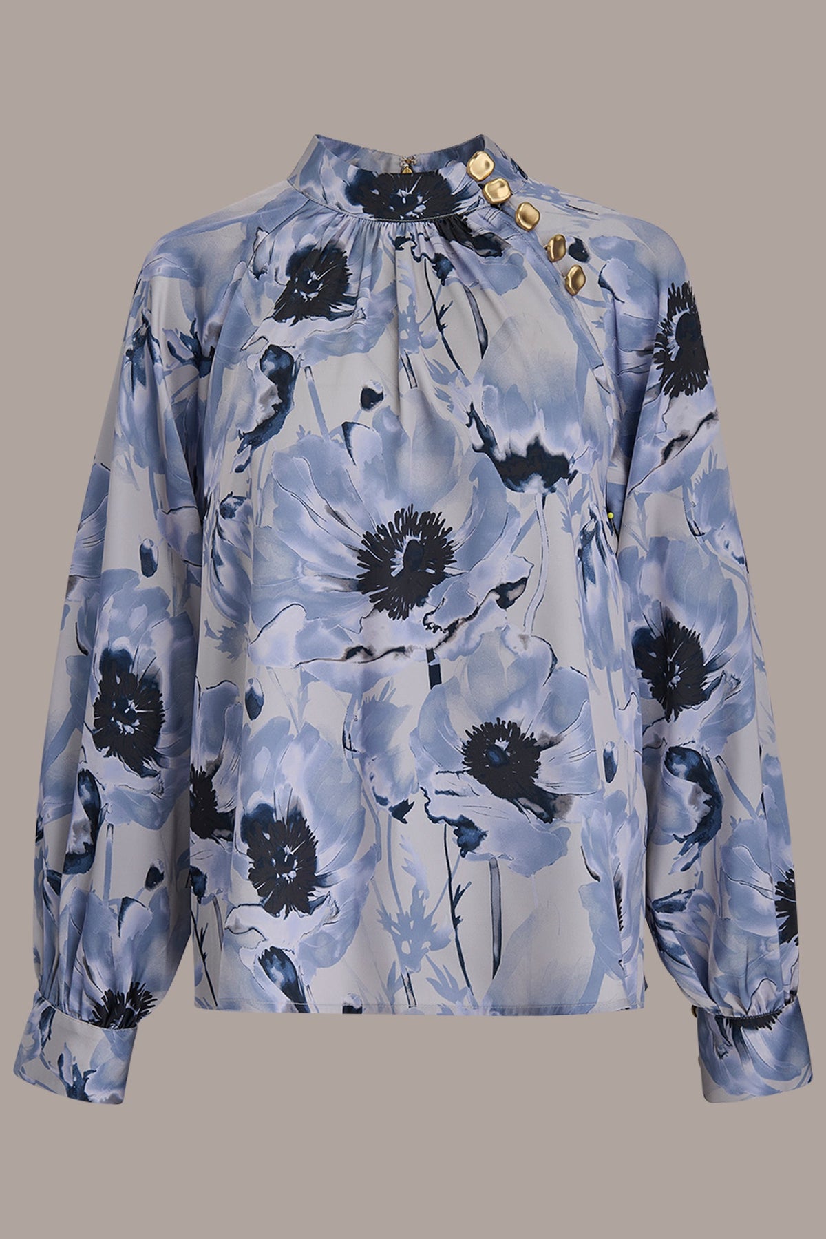 BUTTON-NECK BLOUSE - VAPOR/TEMPEST MULTI