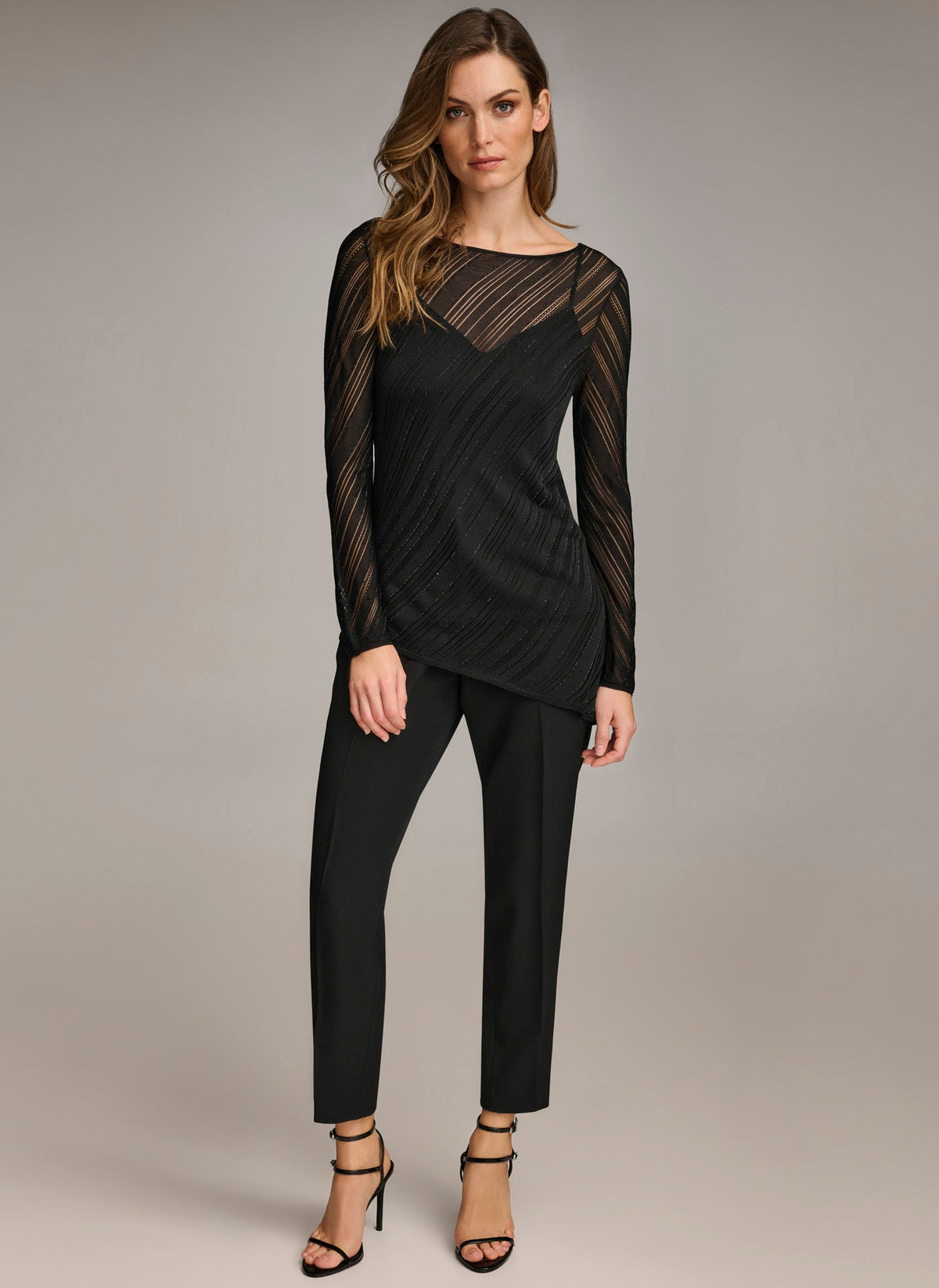 SHEER TOP WITH SHIMMER - Black