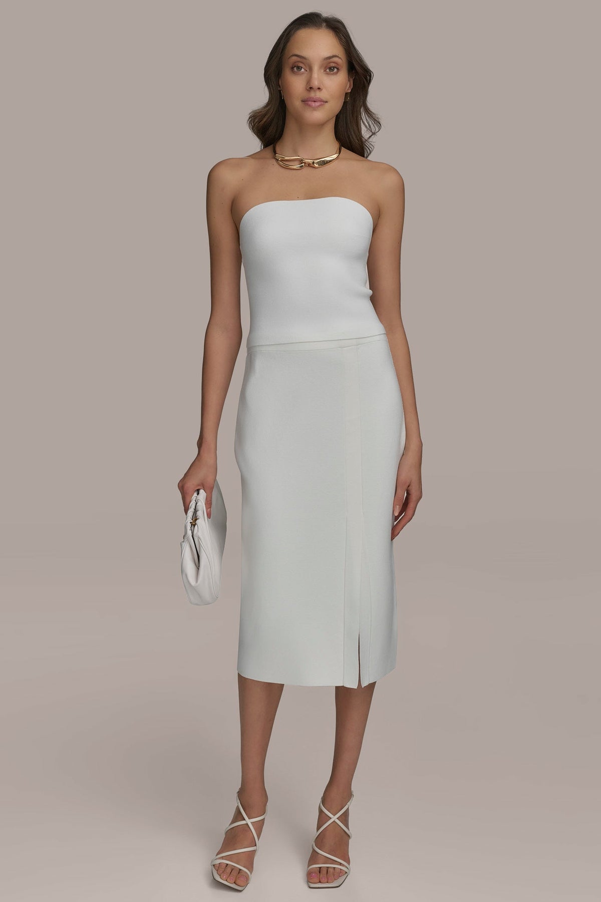 SWEATER BANDEAU TOP - CREAM