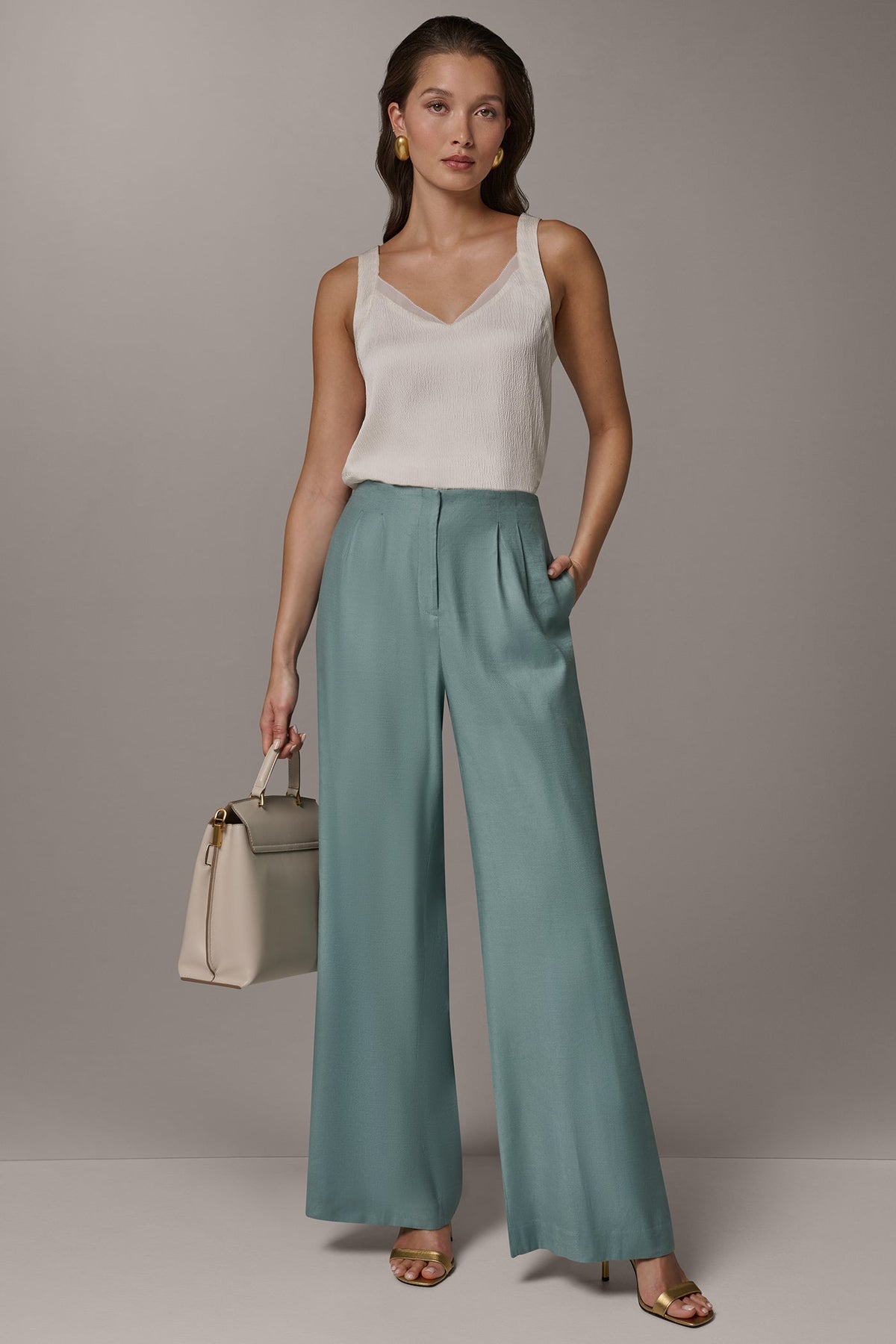 EXTRA HIGH-RISE PLEATED WIDE-LEG PANT - Waterlily