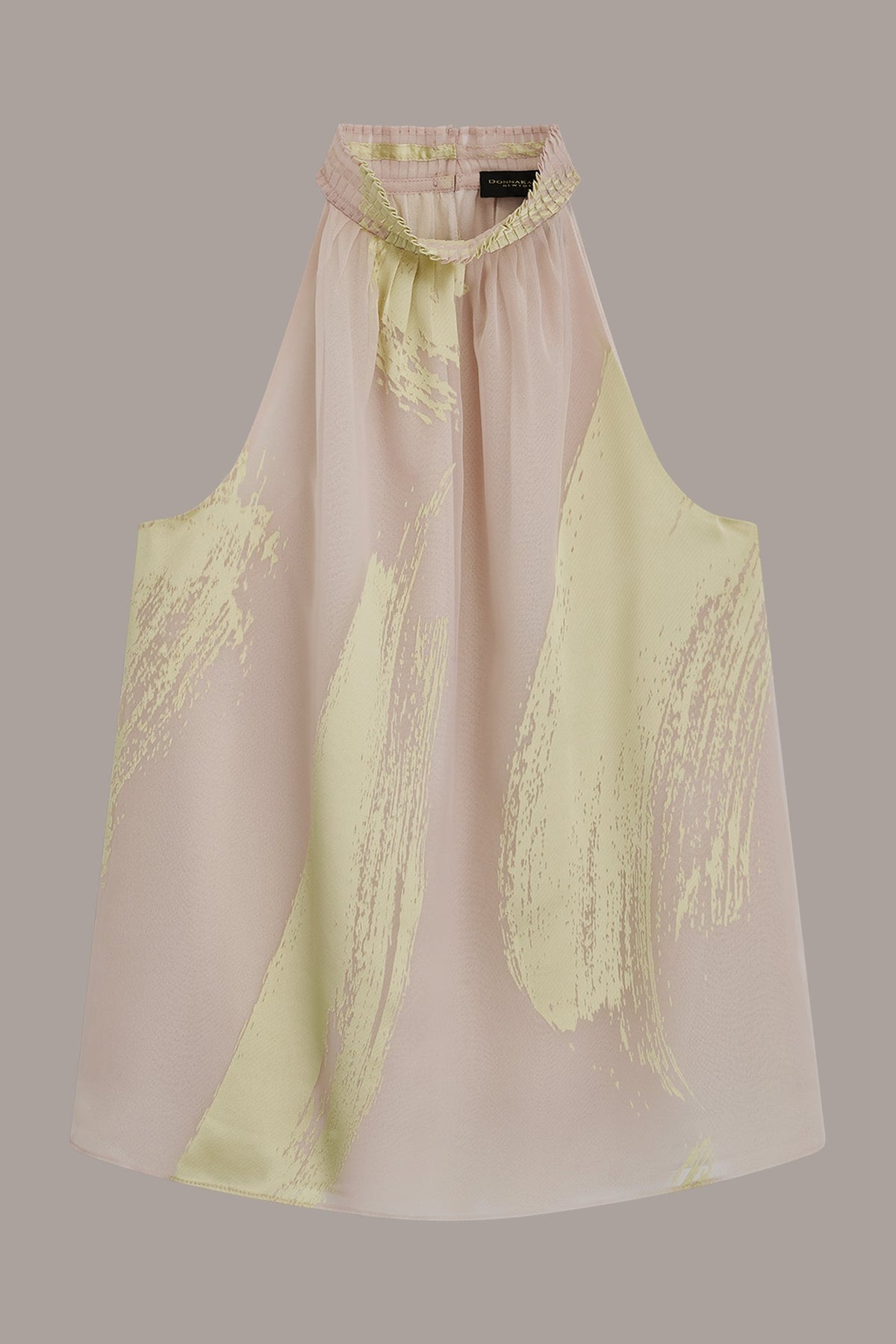 SLEEVELESS METALLIC BRUSHSTROKE BLOUSE - Sisal/Citrus