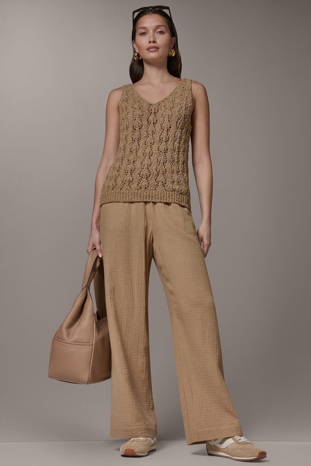 SLEEVELESS SWEATER TANK - Fawn