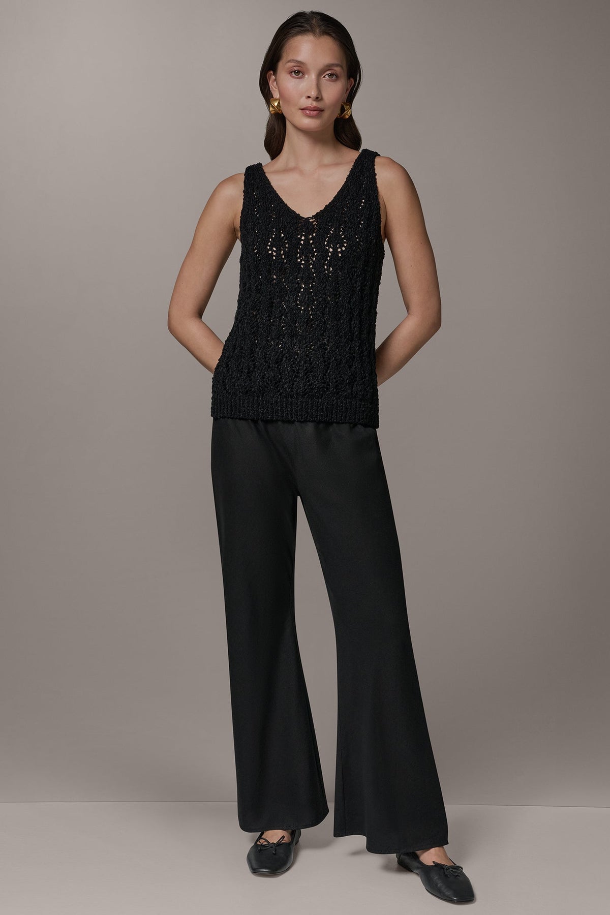 SLEEVELESS SWEATER TANK - Black