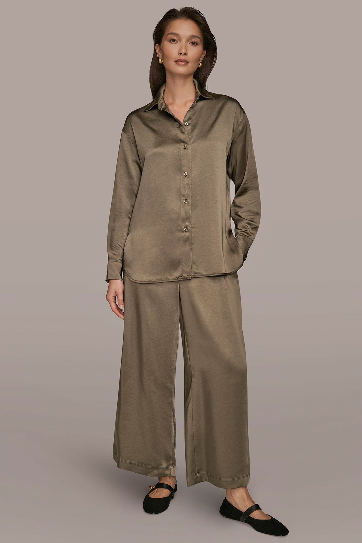 SATIN SHIRT - KHAKI GREEN