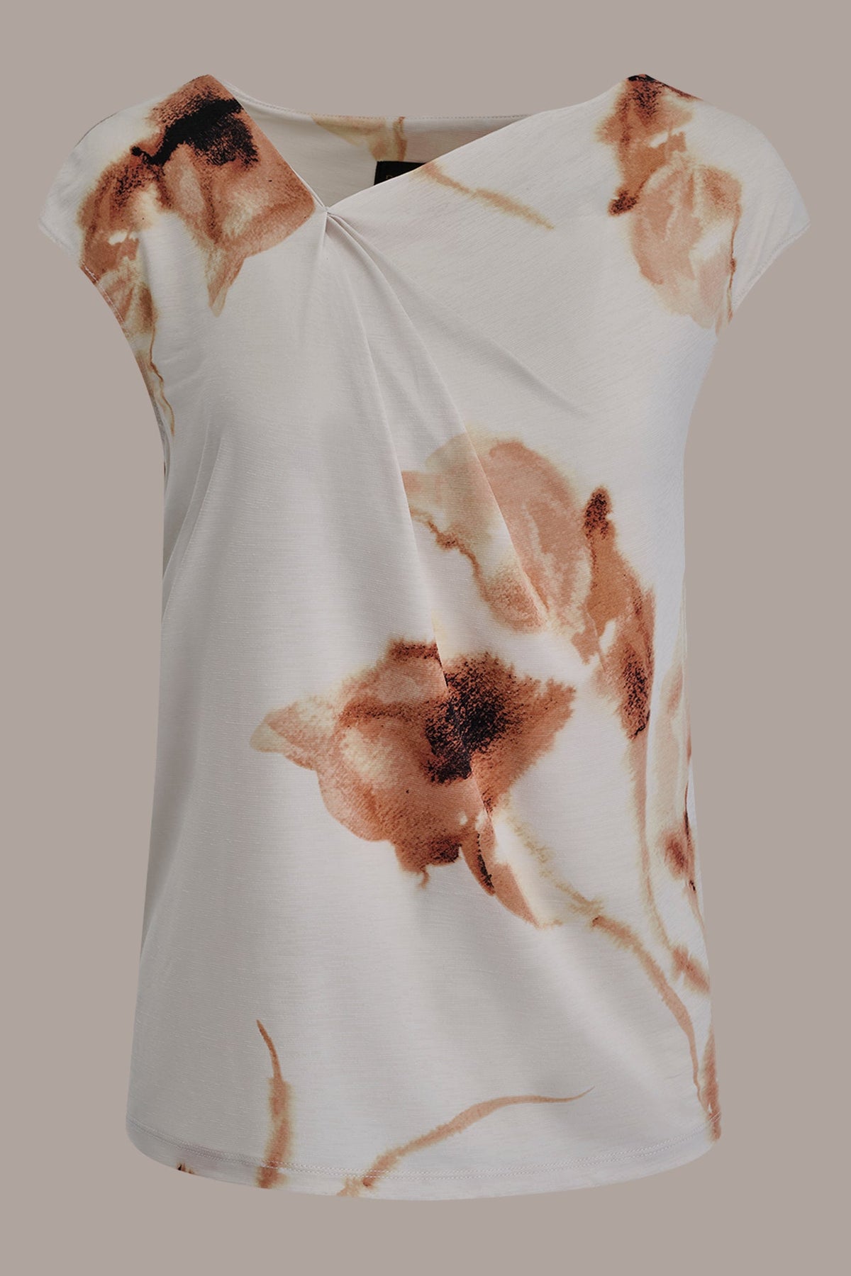 FLORAL ASYMMETRIC BLOUSE - Light Tuscan Grey Multi