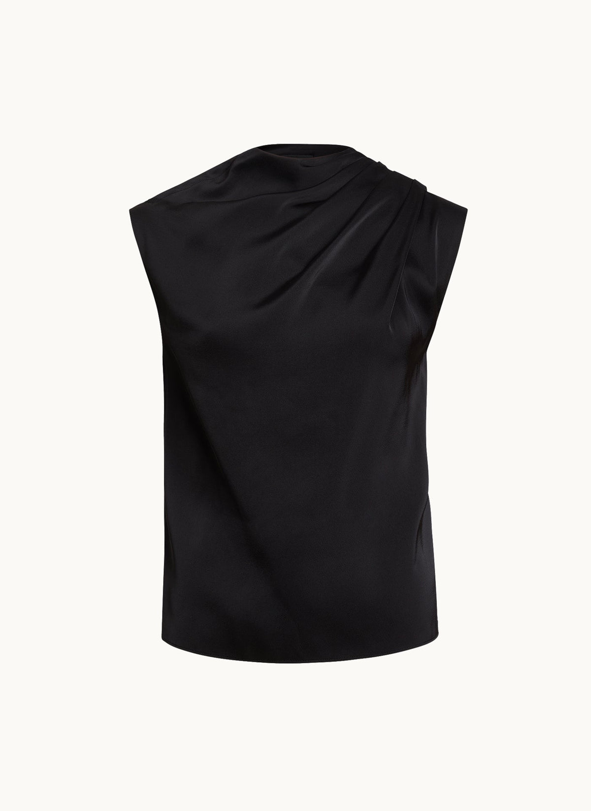 SLEEVELESS DRAPED MOCKNECK TOP - Black