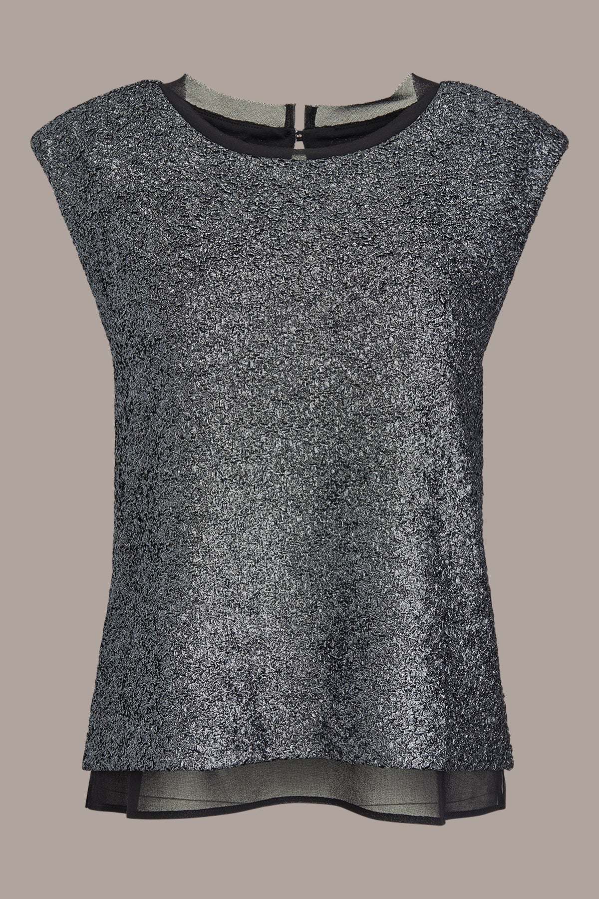 CHIFFON-TRIMMED BLOUSE - Black