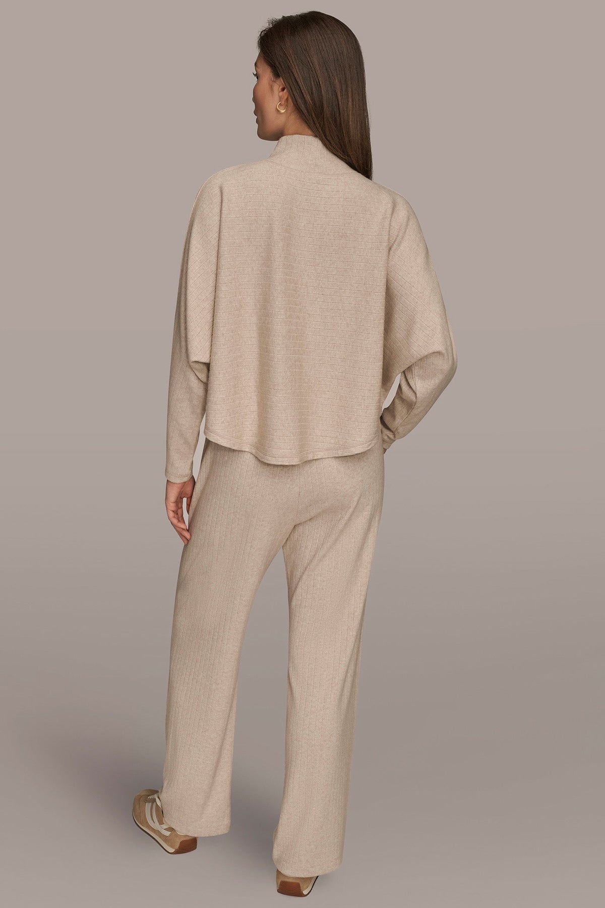 MOCK-NECK TOP - LIGHT FAWN HEATHER